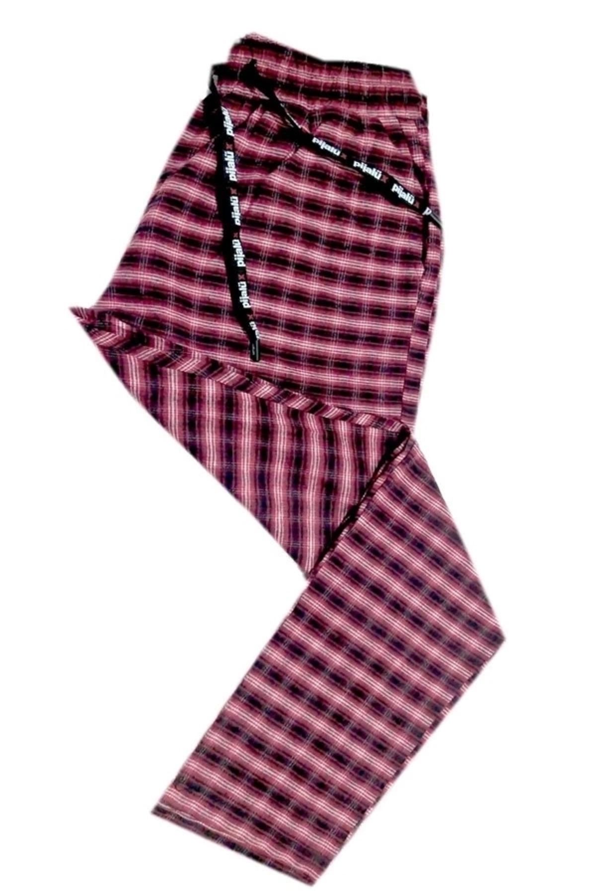 FTT SHOPPING MARKET Pijalüx Erkek Kareli Poplin Cepli Alt Pijama