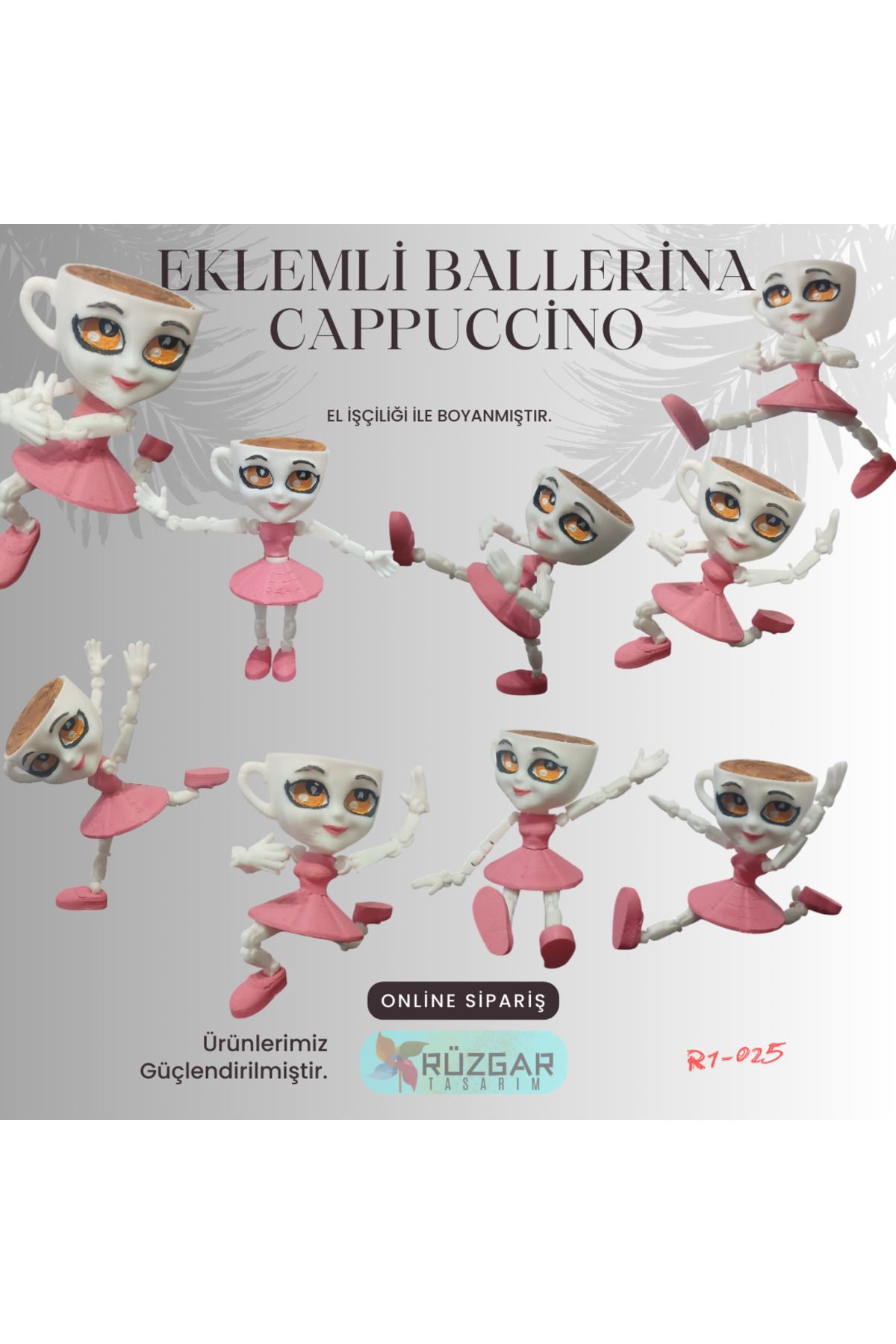 Rüzgar Tasarım BALLERİNA CAPPUCCİNO Eklemli Tung Tung Sahur Karakteri 10 Cm Figür - Çıkarılıp Takılabilir