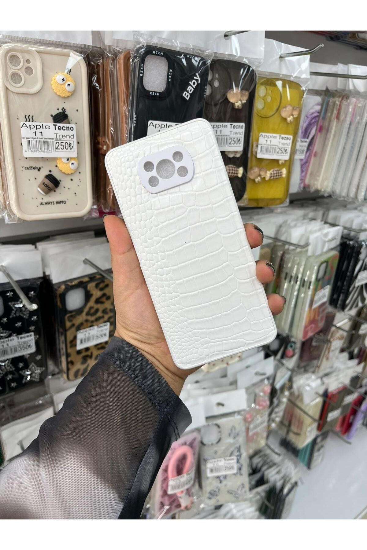 TECNOTREND XİAOMİ POCO X3 Dokulu Yüzey Çekmeye Dayanıklı Cep Telefon Kılıfı Pu Deri Kaplamalı Yumuşak