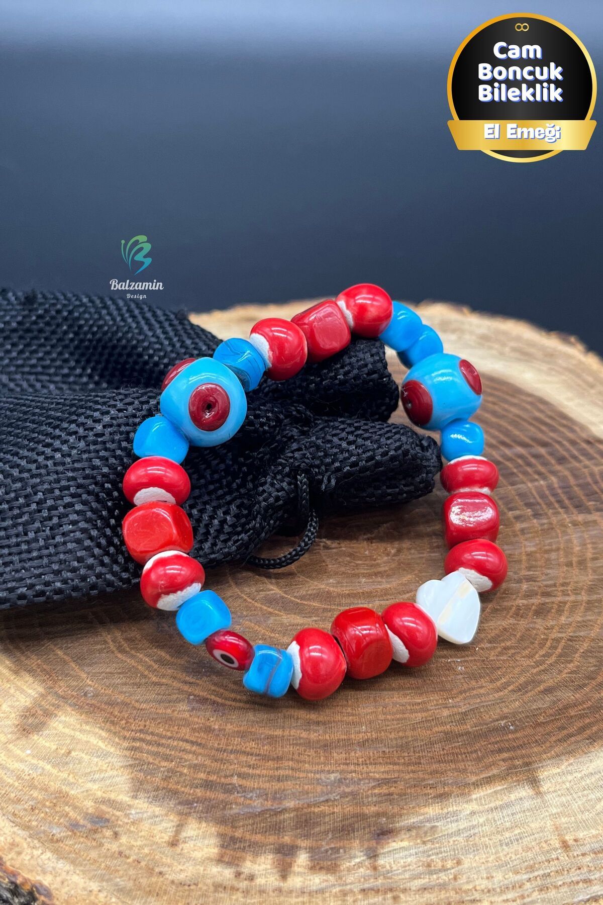 Balzamin Design El Yapımı Cam Boncuklu, Toprak Boncuklu & Taşlı Bileklik