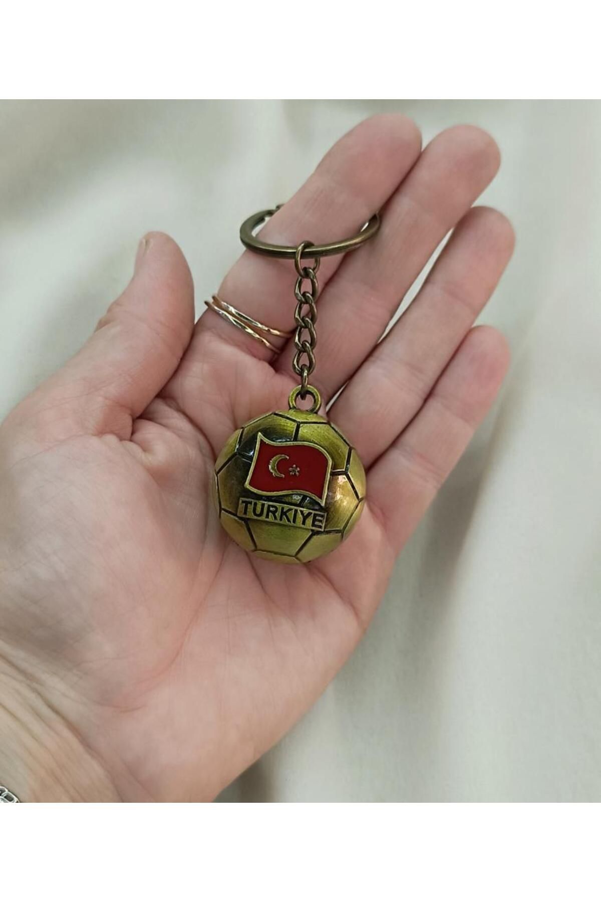 Hd Marketim Futbol Topu Anahtarlık Metal Türk Bayraklı Çanta Cüzdan Süsü Türkiye Kemer Yazılı