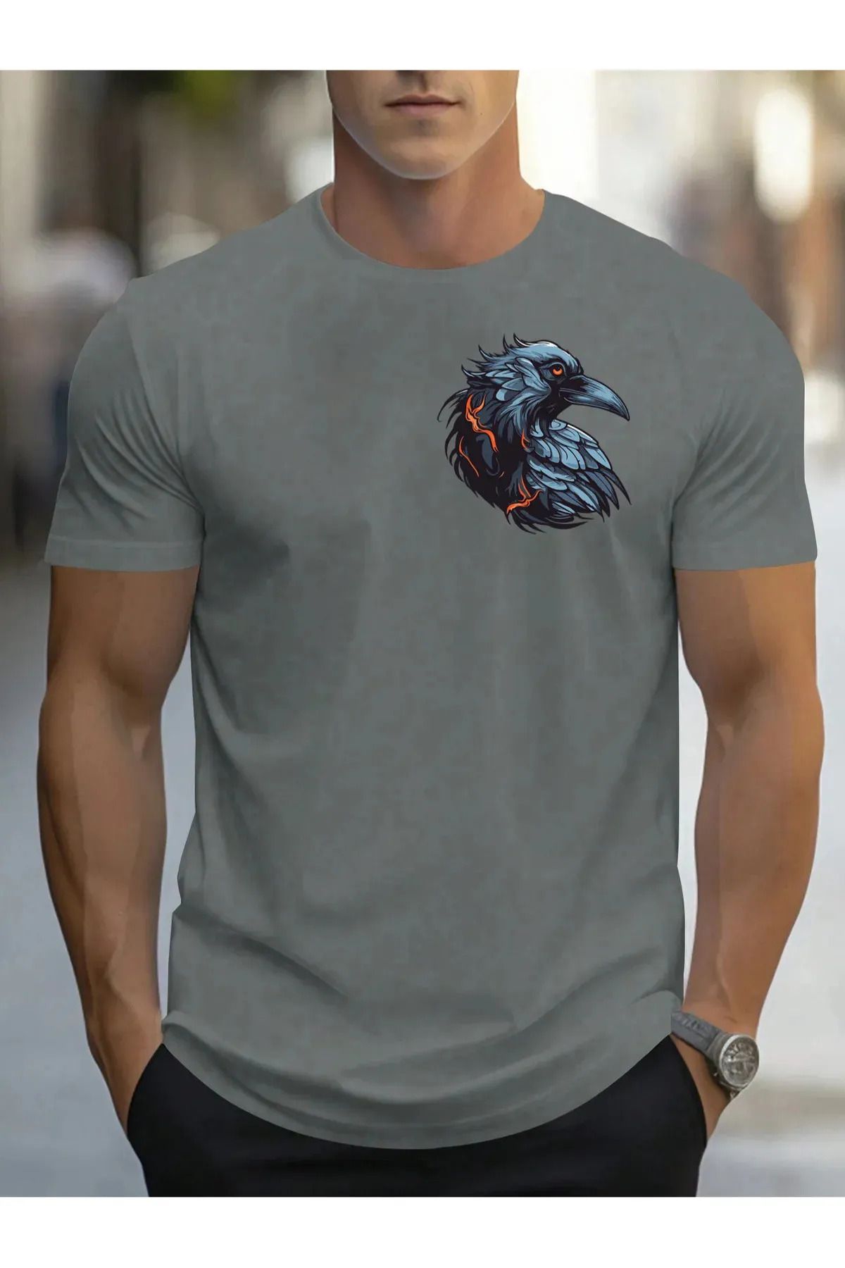 FeaR LeeS Kuzgun Baskılı Oversize T-shirt