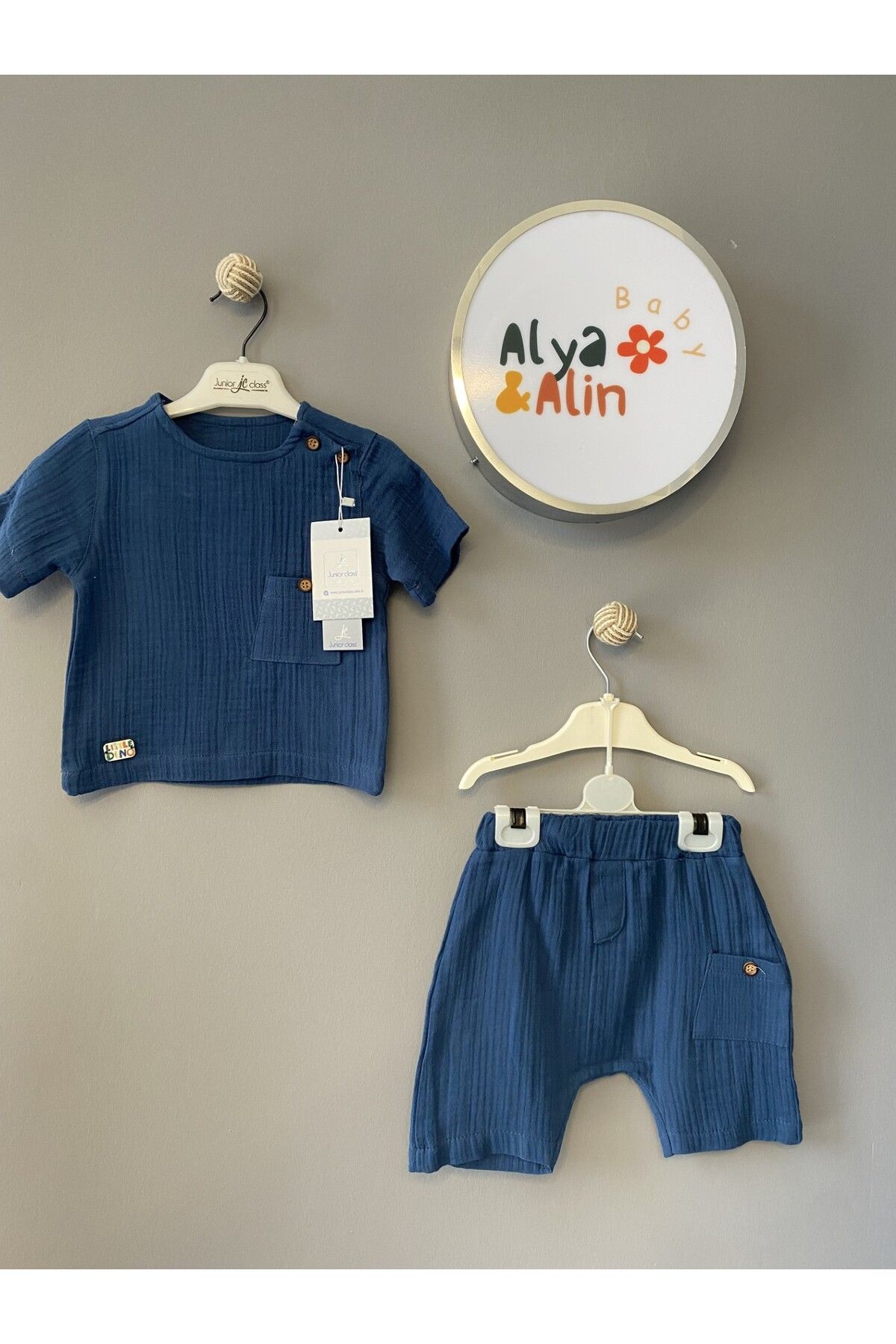 Alya&Alin Baby Lacivert Şortlu 2'li Takım