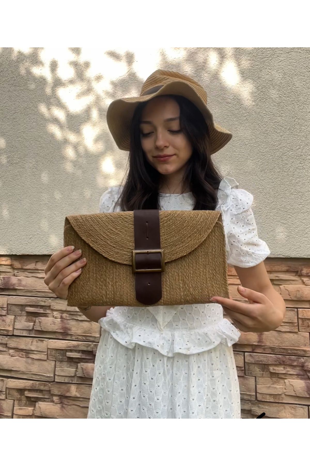 Mirel çanta HASIR CLUTCH EL ÇANTASI