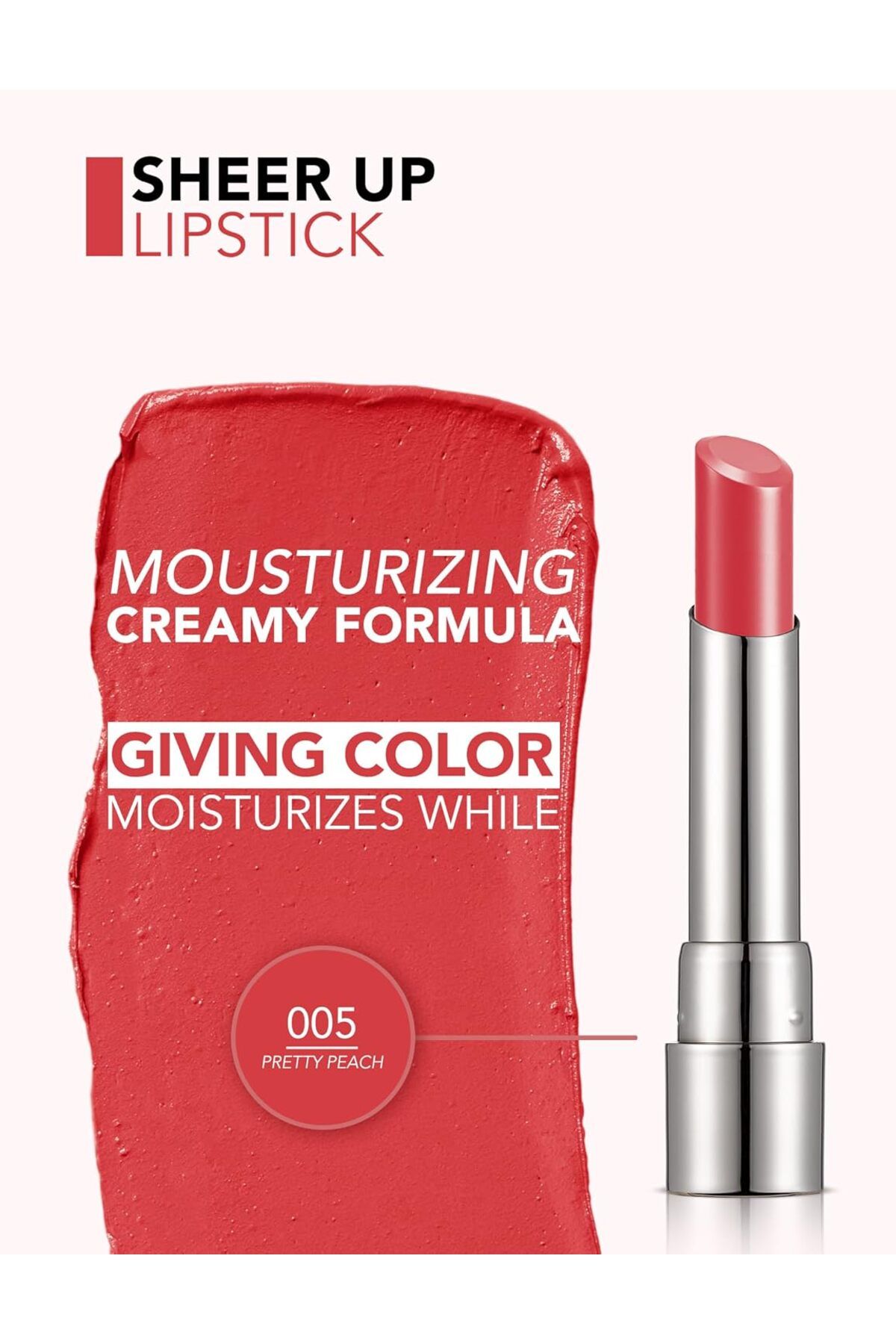 Flormar-Sheer Up Lipstick, Shade 005 Pretty Peach 5
