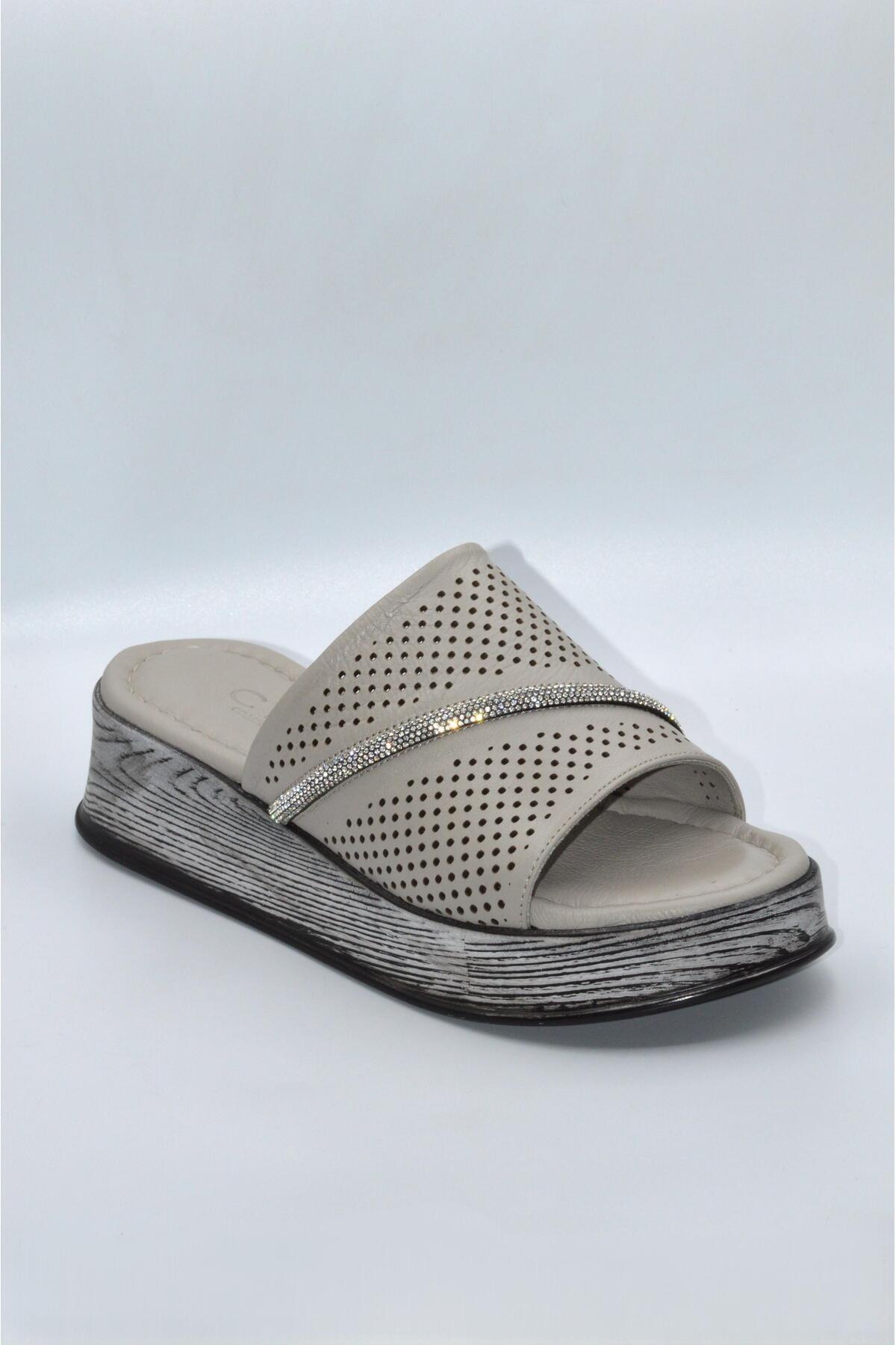 Biocomfort-Women's Mink Genuine Leather Stone Summer Slippers - (Drn-1009) 2