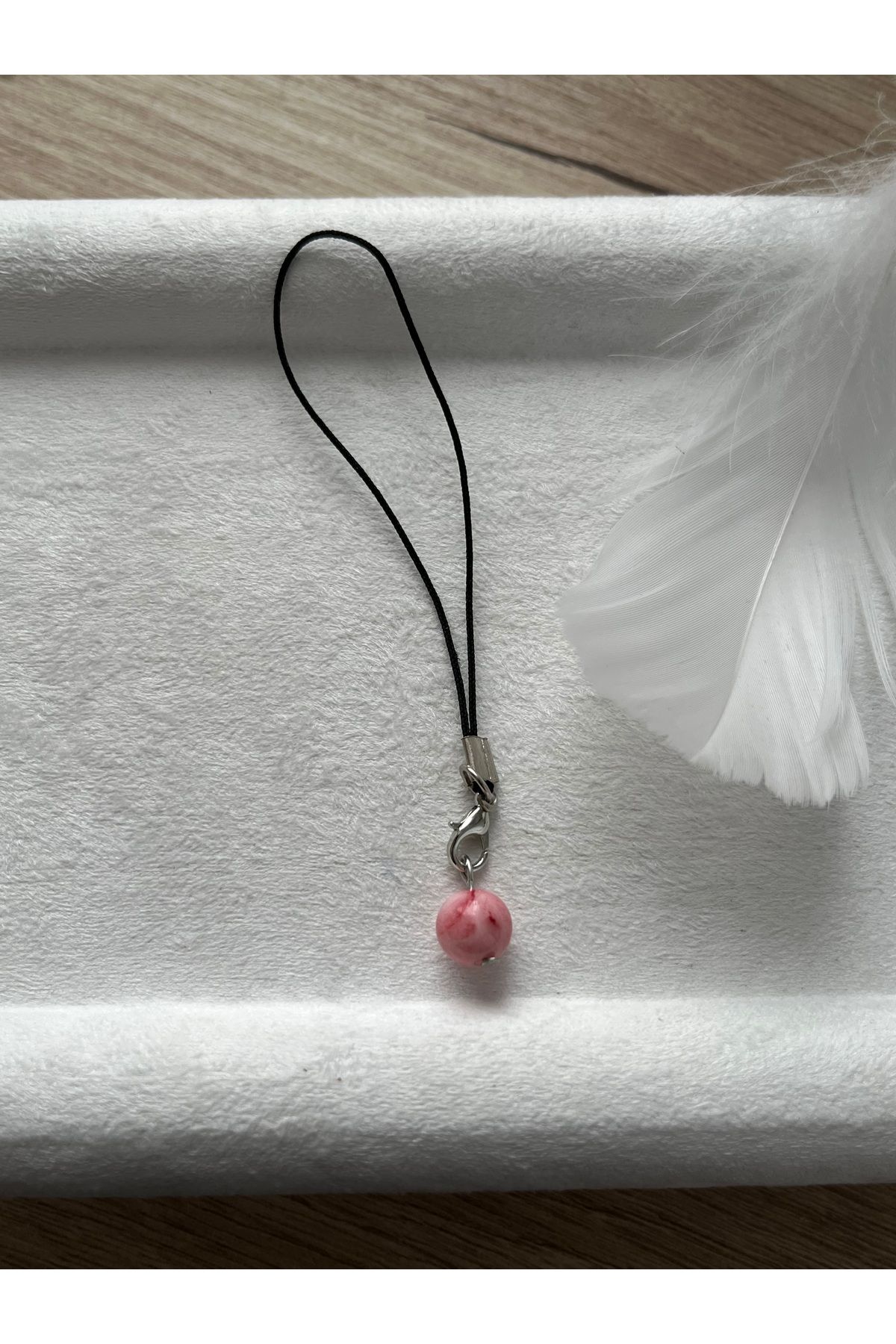 Pel Design 8 mm Pembe Opal Taşı Charm