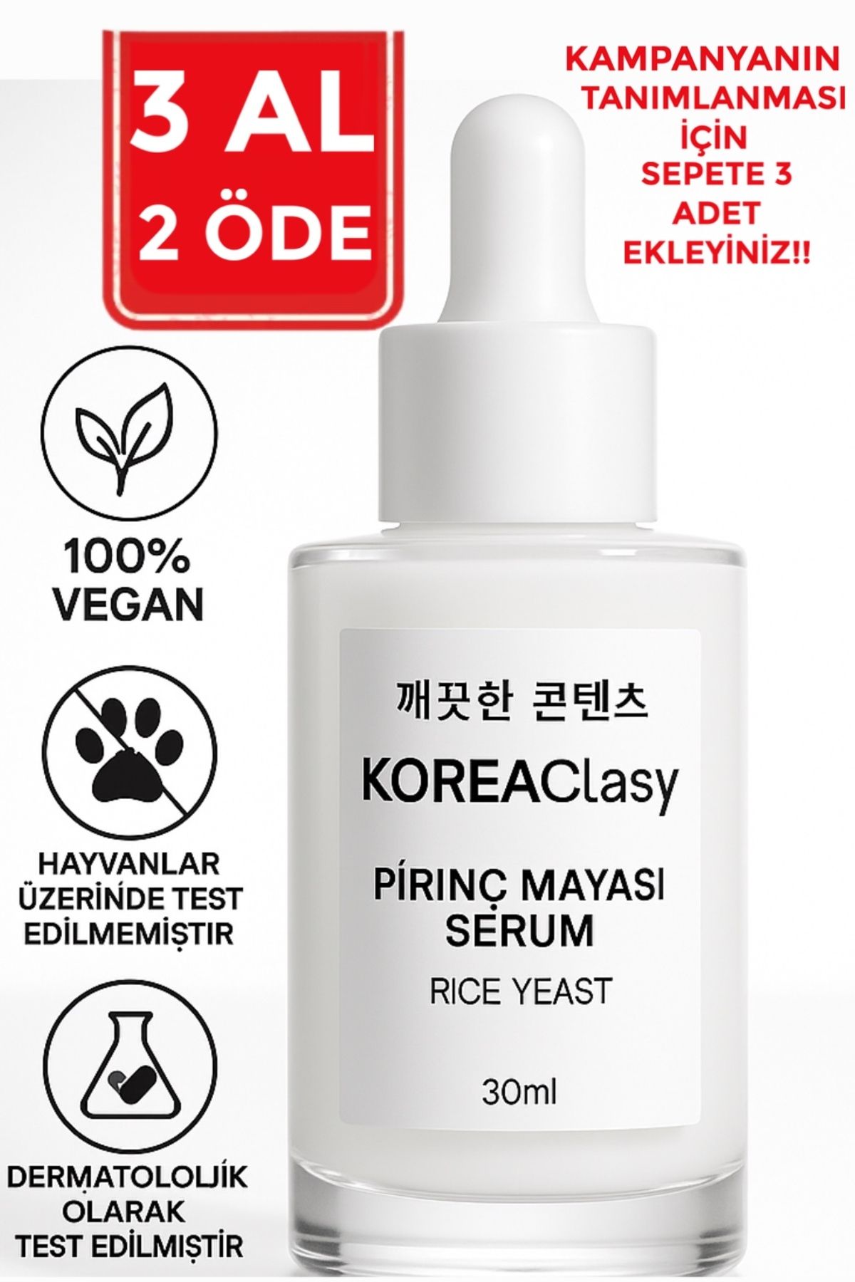 KOREAClasy Pirinç Mayası Pirinç Sütü Niacinamide Panthenol Beyazlatıcı Leke Karşıtı Cildi Parlatan Serum