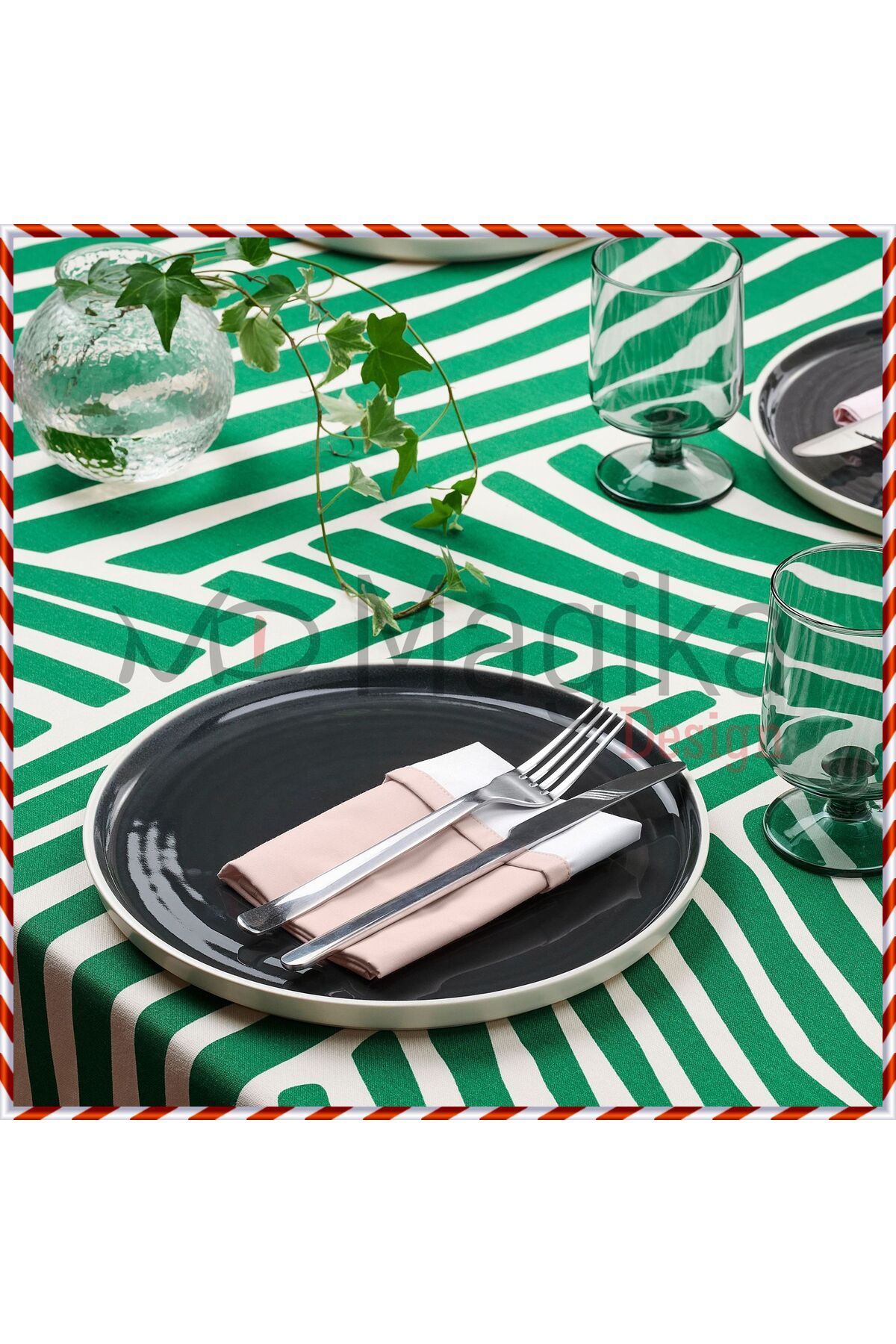 Magika Design Nabbfisk Açık Pembe Kumaş Peçete, Amerikan Servis, 30x30 cm, 4'lü Set