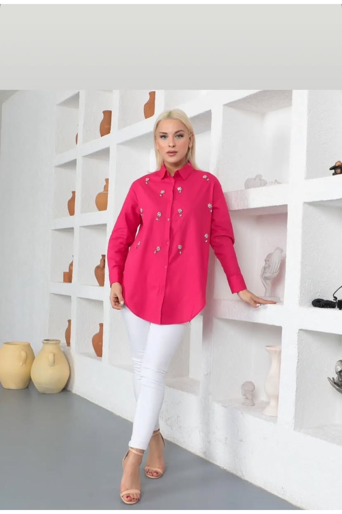 missclover Taş detaylı kadın gömlek
