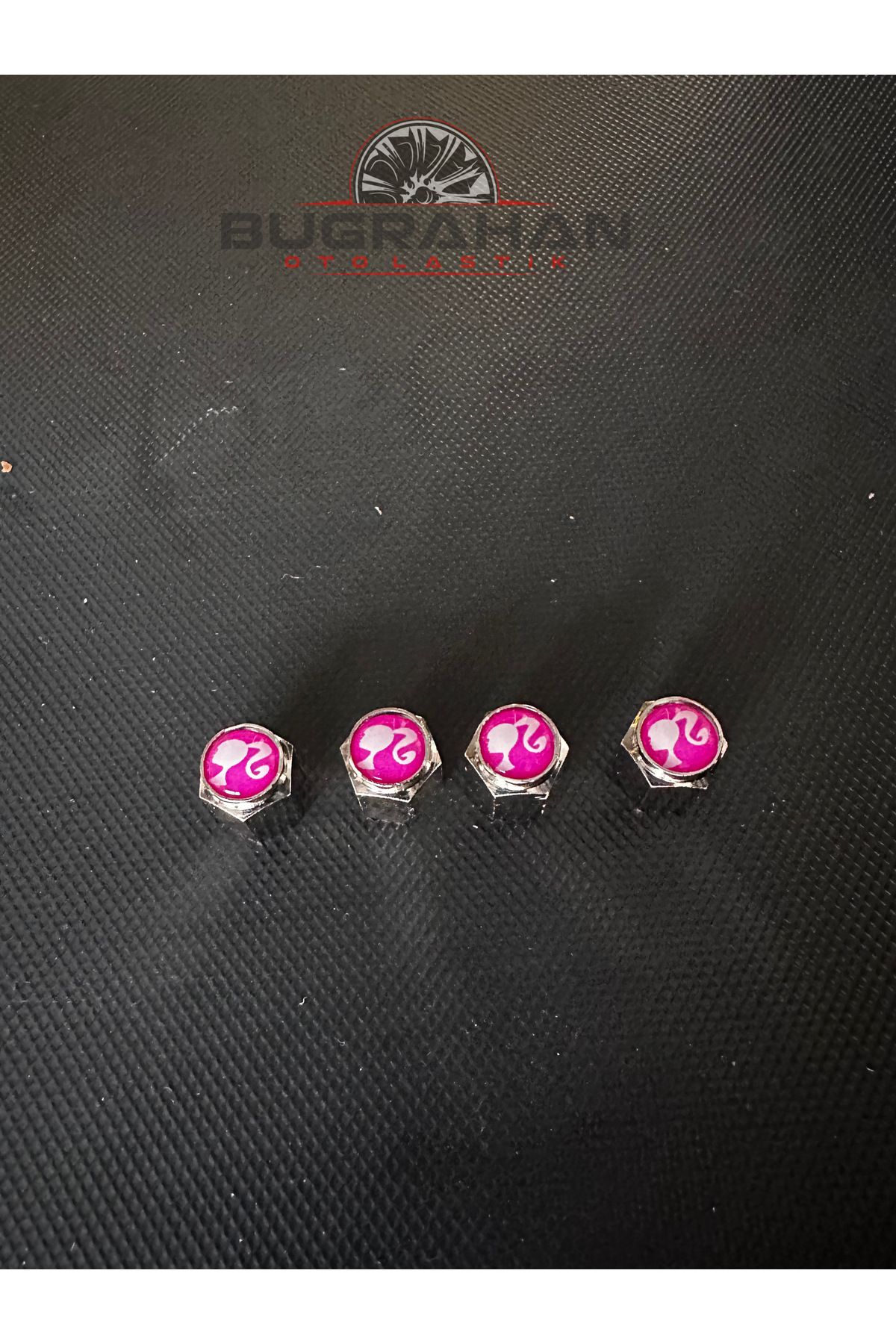 OEM PEMBE Logolu Sibop Kapağı Tüm Araçlara Uyumlu A Kalite Alüminyum Sibop Kapağı 4 Adet