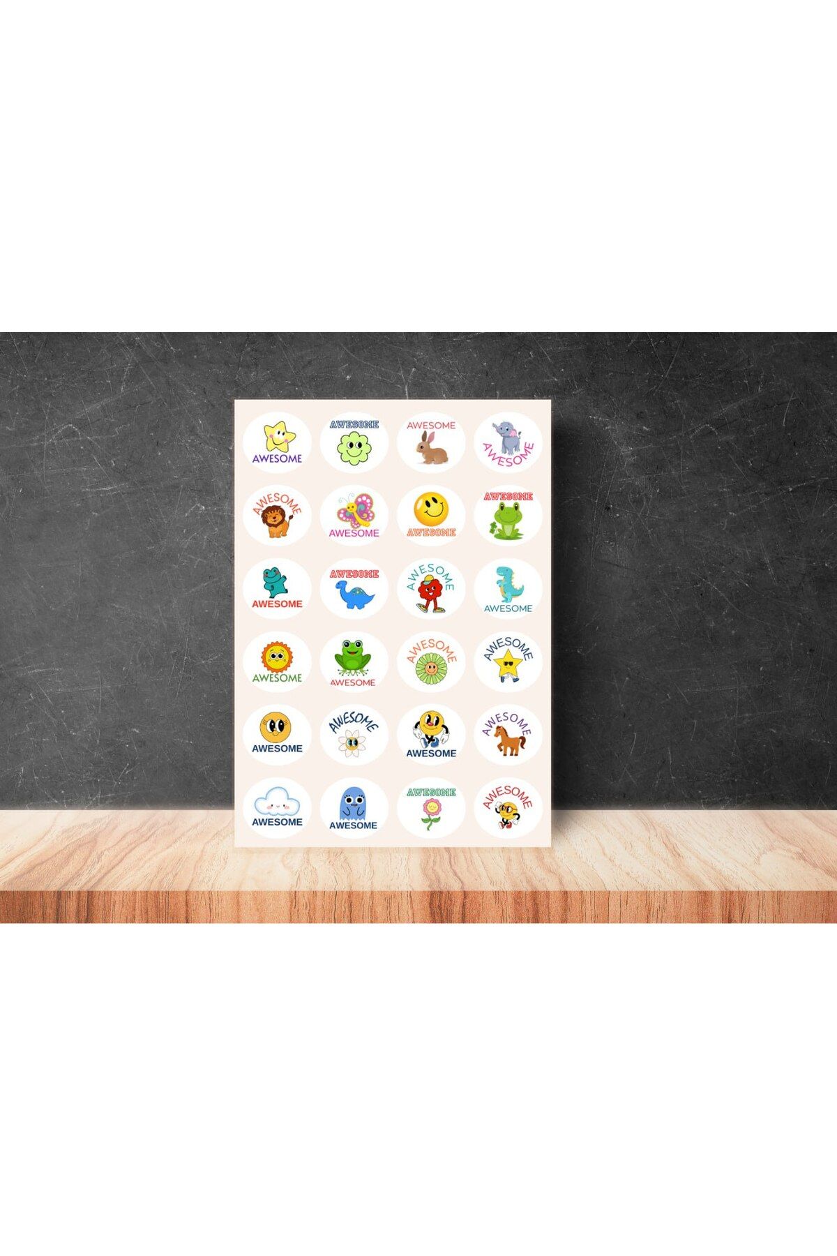 CASALINGHI İngilizce Karışık Aferin Okul Kurs Ödül Etiketi Yuvarlak Mat Çıkartma Reward Sticker 4 Cm (90 Adet)