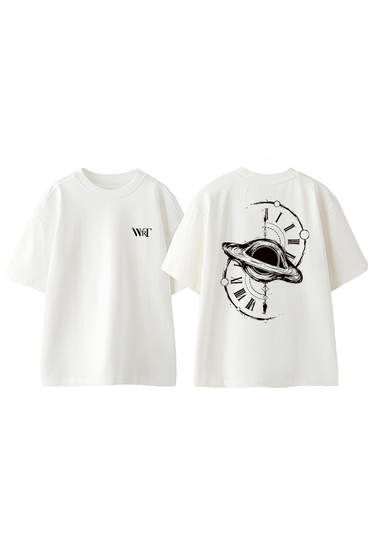 THEWERT The 4th Dimension Tasarım Sırt Baskılı Pamuk Beyaz Oversize T-shirt