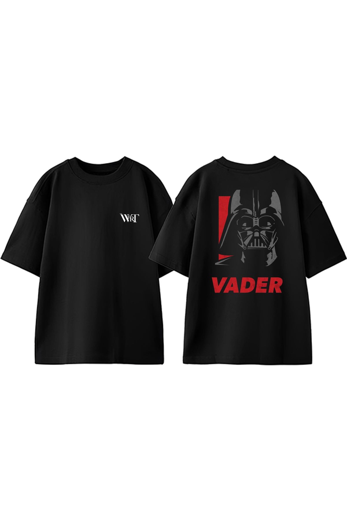 THEWERT Star Wars Vader Tasarım Sırt Baskılı Pamuk Siyah Oversize T-shirt