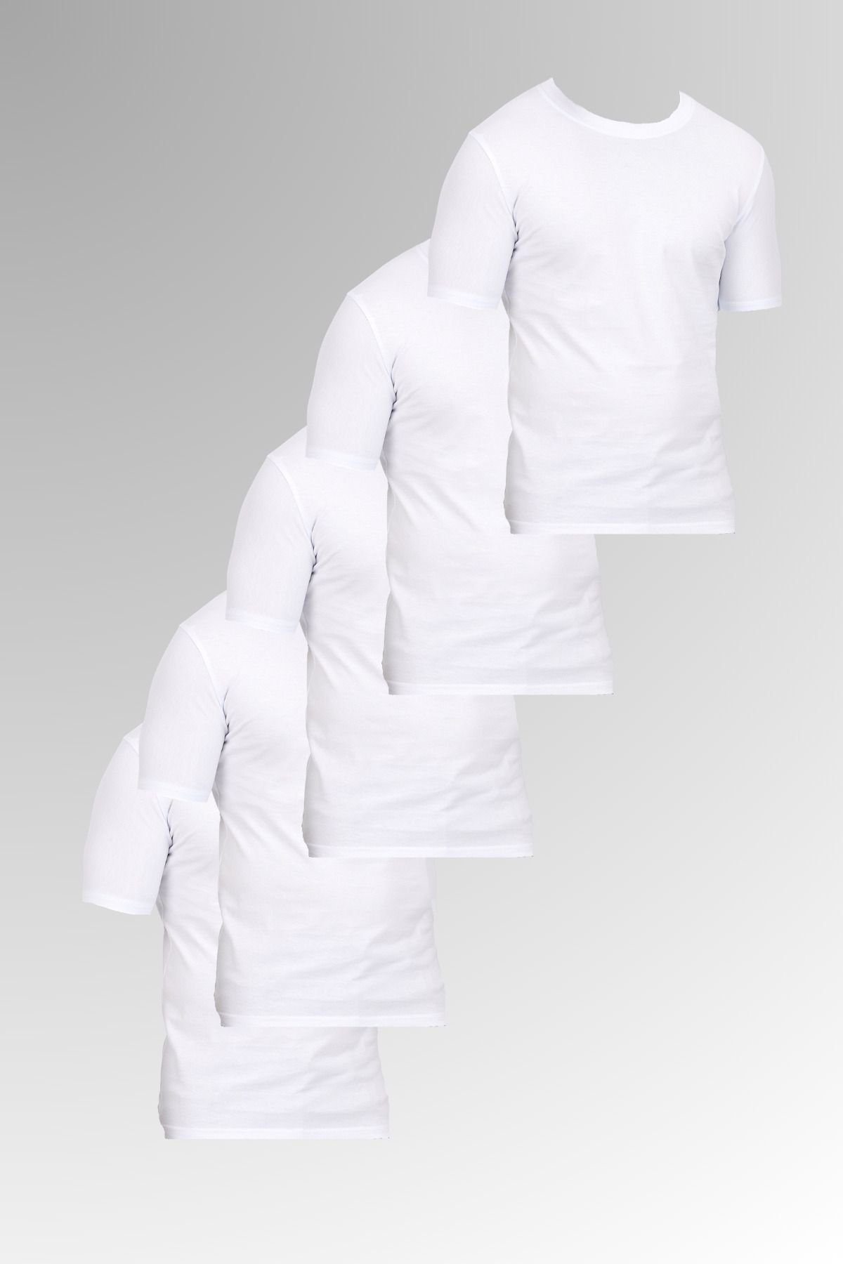 DAMGA JEANS Erkek Pamuklu Bisiklet Yaka Kısa Kollu Dar Yazlık 5 Li Basic Beyaz Tişört Paketi