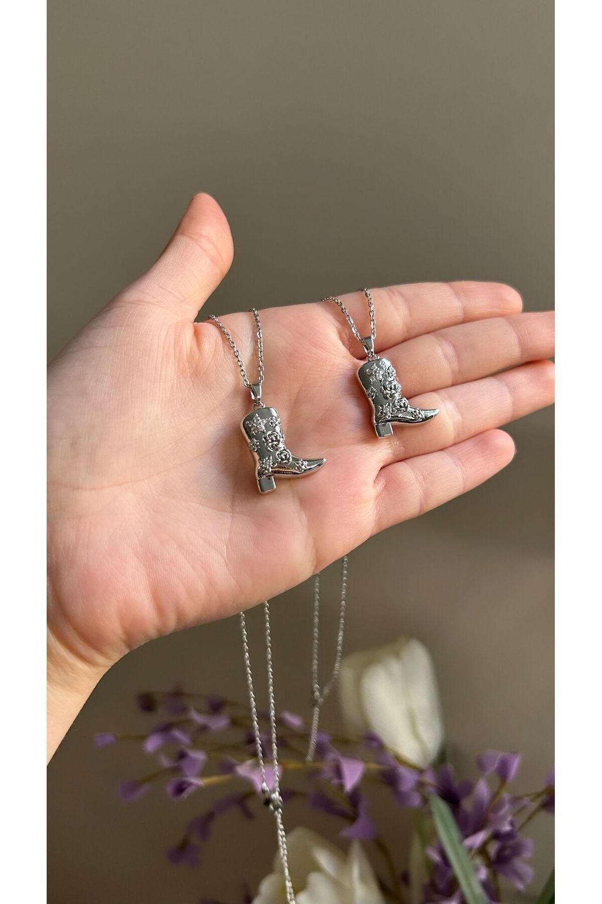 My Luis Accessory Çizme Desen Gümüş Renk Kolye