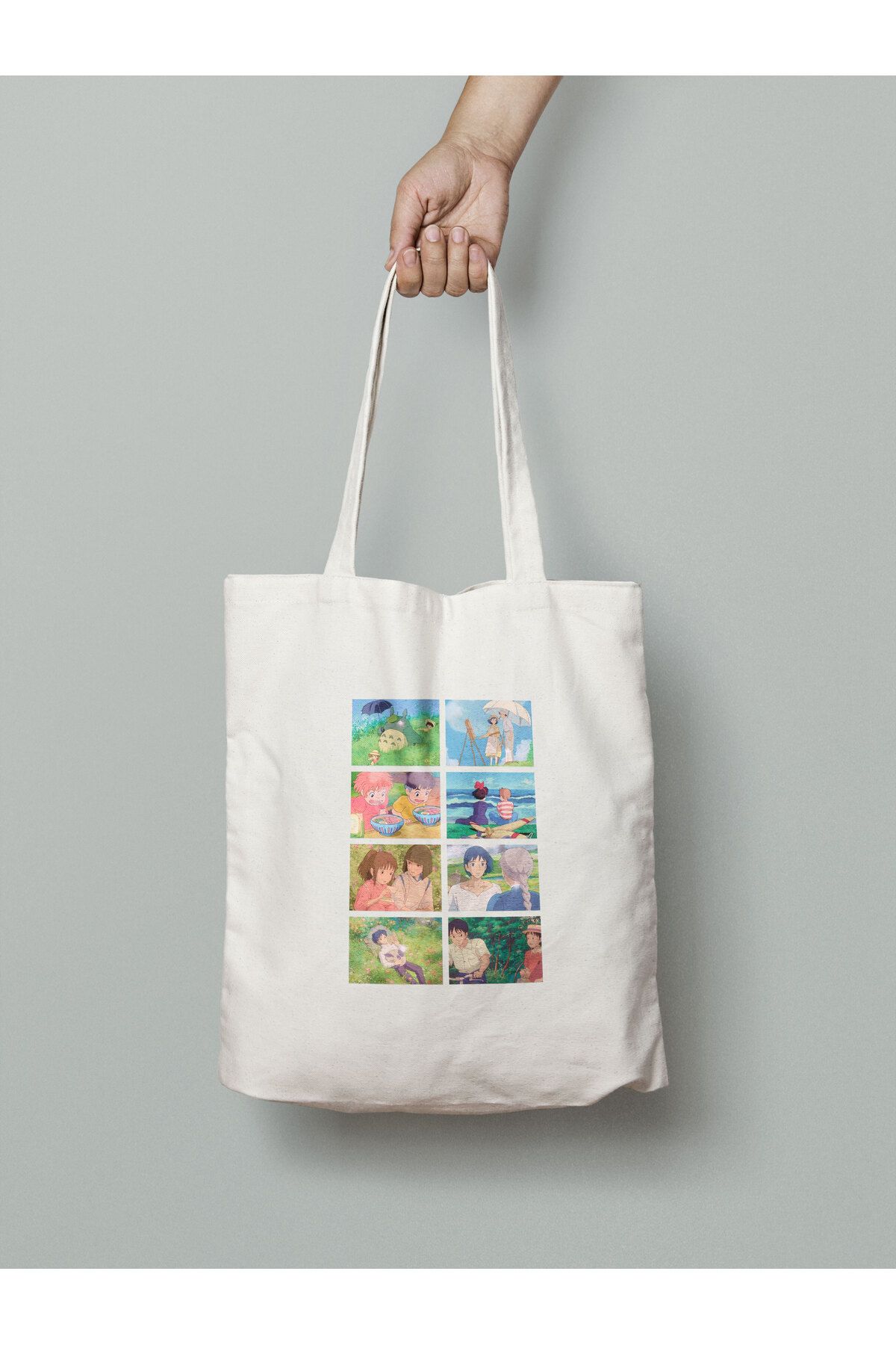 Akumastik Ghibli - Film Sahneleri- Anime Bez Çanta 35x40 cm - Tote Bag- Anime Baskılı Çanta