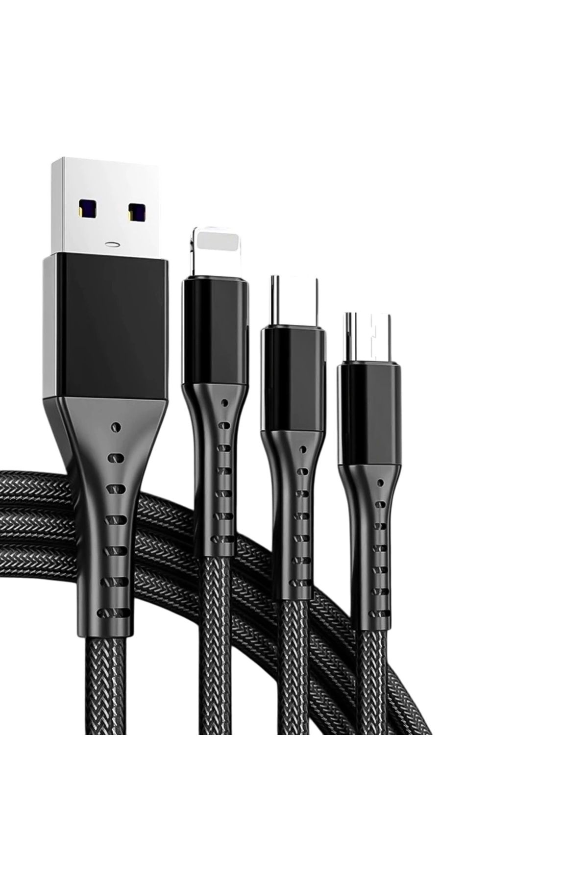 STOREMAX 3IN1 SİYAH 1.2 METRE (MICRO USB - LIGHTNING - TYPE C) TELEFON ŞARJ KABLOSU (5047)