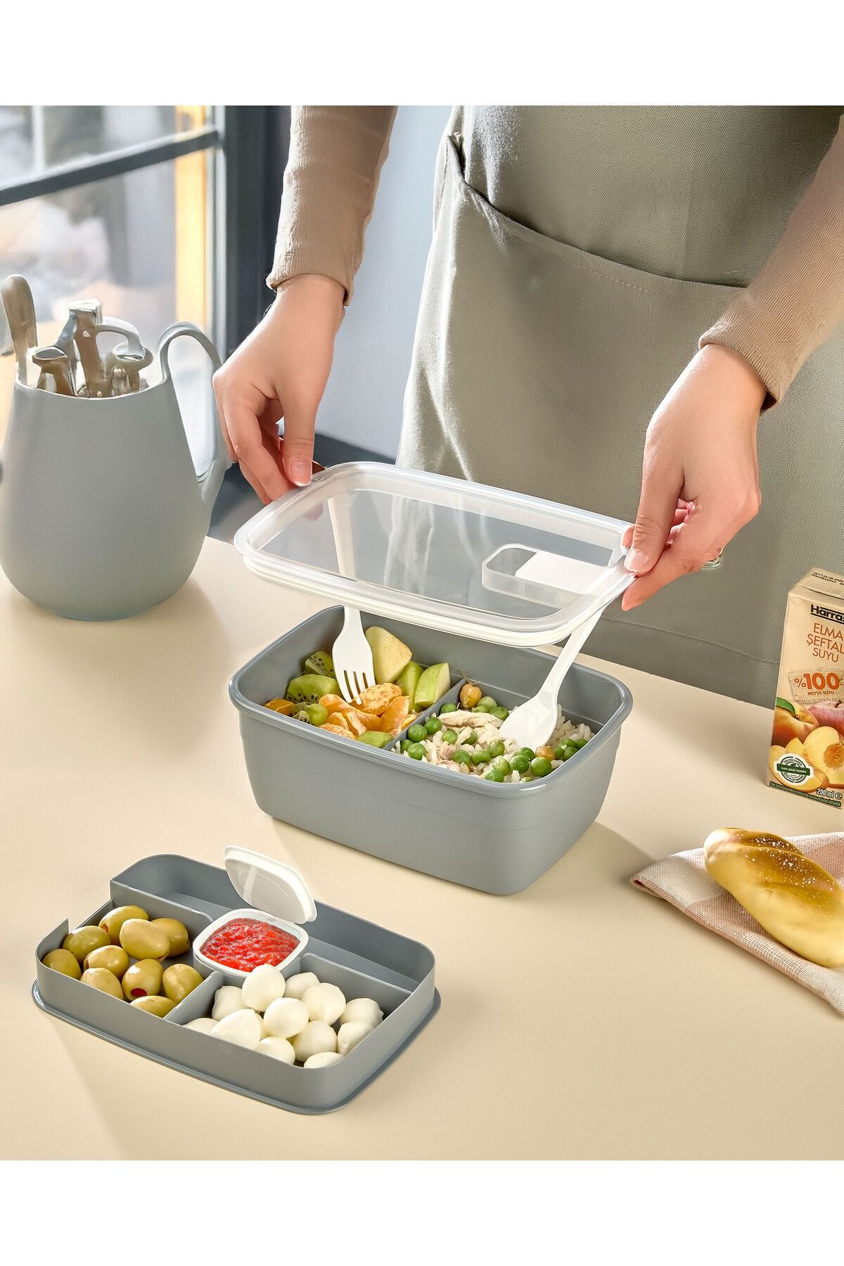 ASlife Home Vakumlu Hava Sızdırmaz Beslenme Kabı Sefer Tası Lunch Box 1200 ml