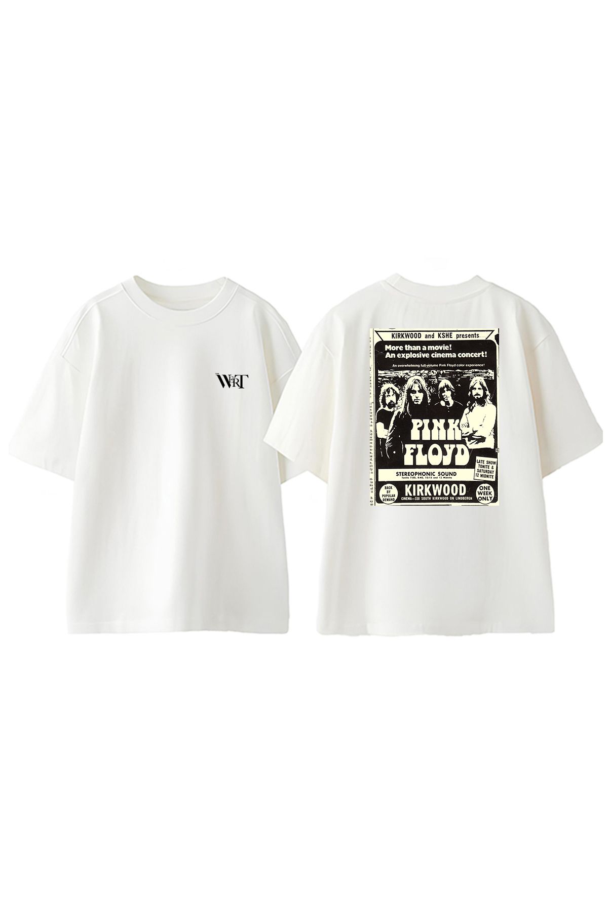 THEWERT Pink Floyd Kirkwood Tasarım Sırt Baskılı Pamuk Beyaz Oversize T-shirt
