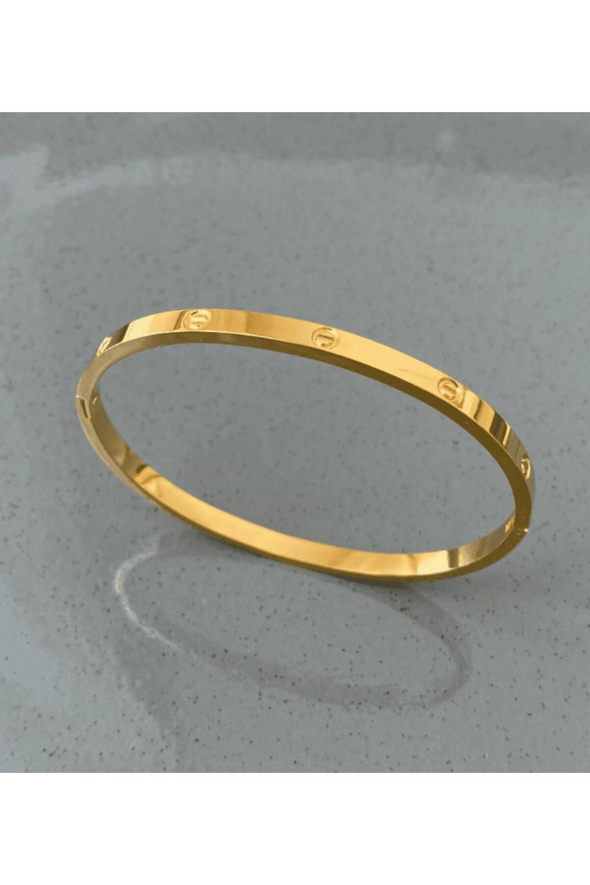Lluvia Aksesuar Çelik İnce crt Taşsız 60 mm orta boy Kelepçe gold