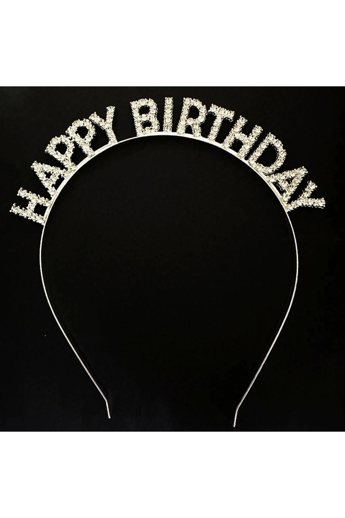 STOREMAX Gümüş Kristal Taşlı Happy Birthday Doğum Günü Tacı İthal Ürün A Kalite 17x16 cm (5047)