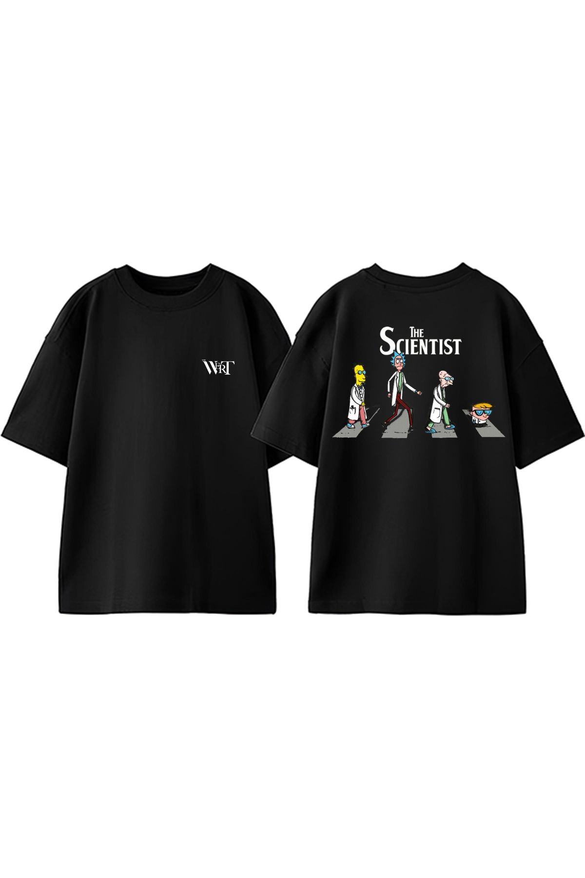 THEWERT The Scıentıst Tasarım Sırt Baskılı Pamuk Siyah Oversize T-shirt