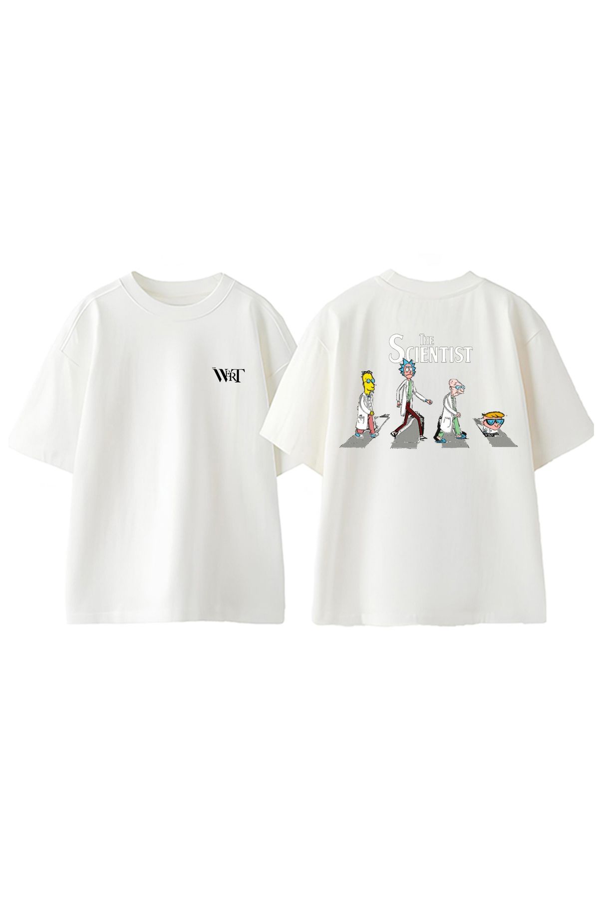 THEWERT The Scıentıst Tasarım Sırt Baskılı Pamuk Beyaz Oversize T-shirt