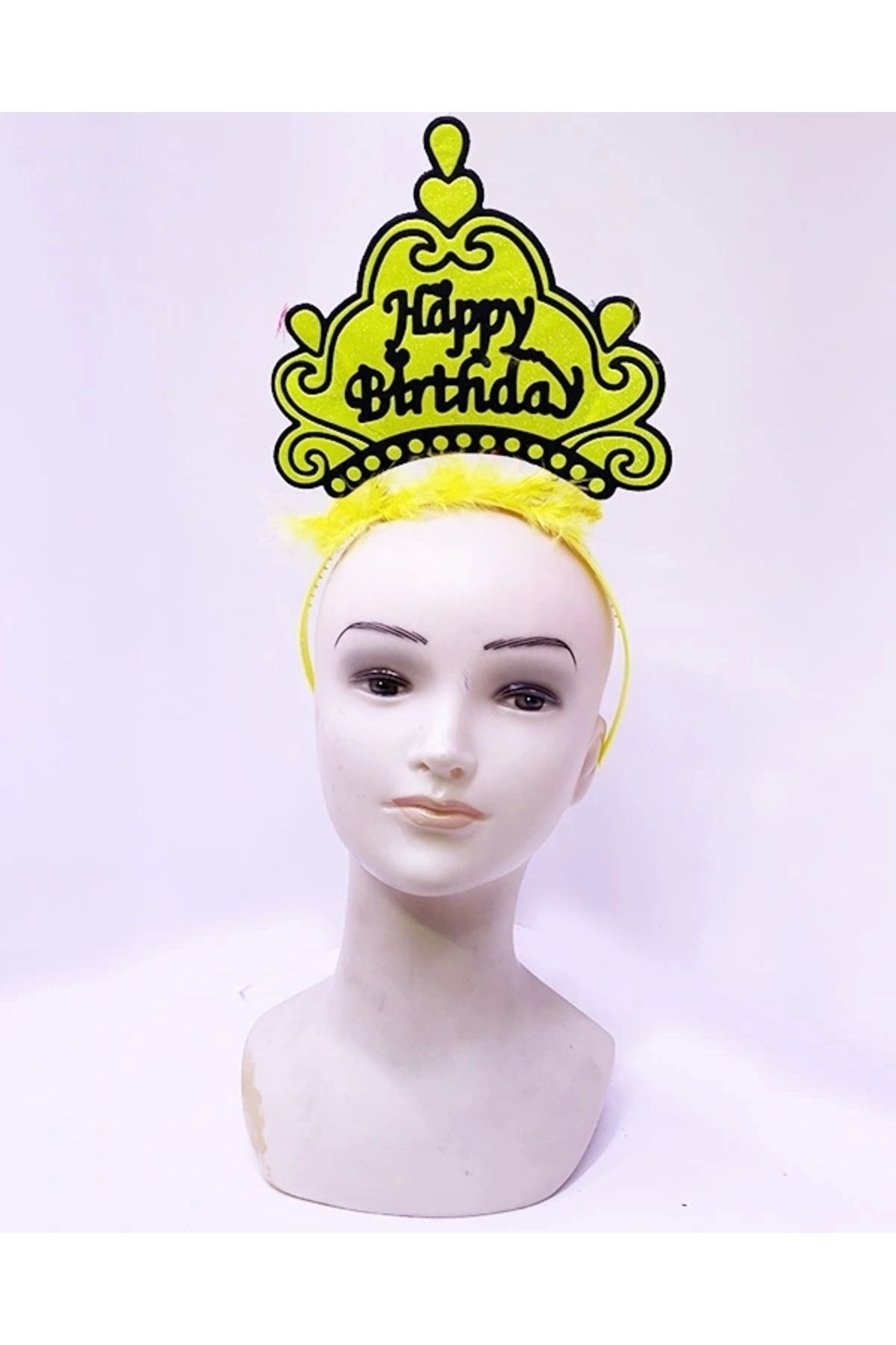 STOREMAX Happy Birthday Neon Sarı Renk Doğum Günü Tacı 24x15 cm (5047)