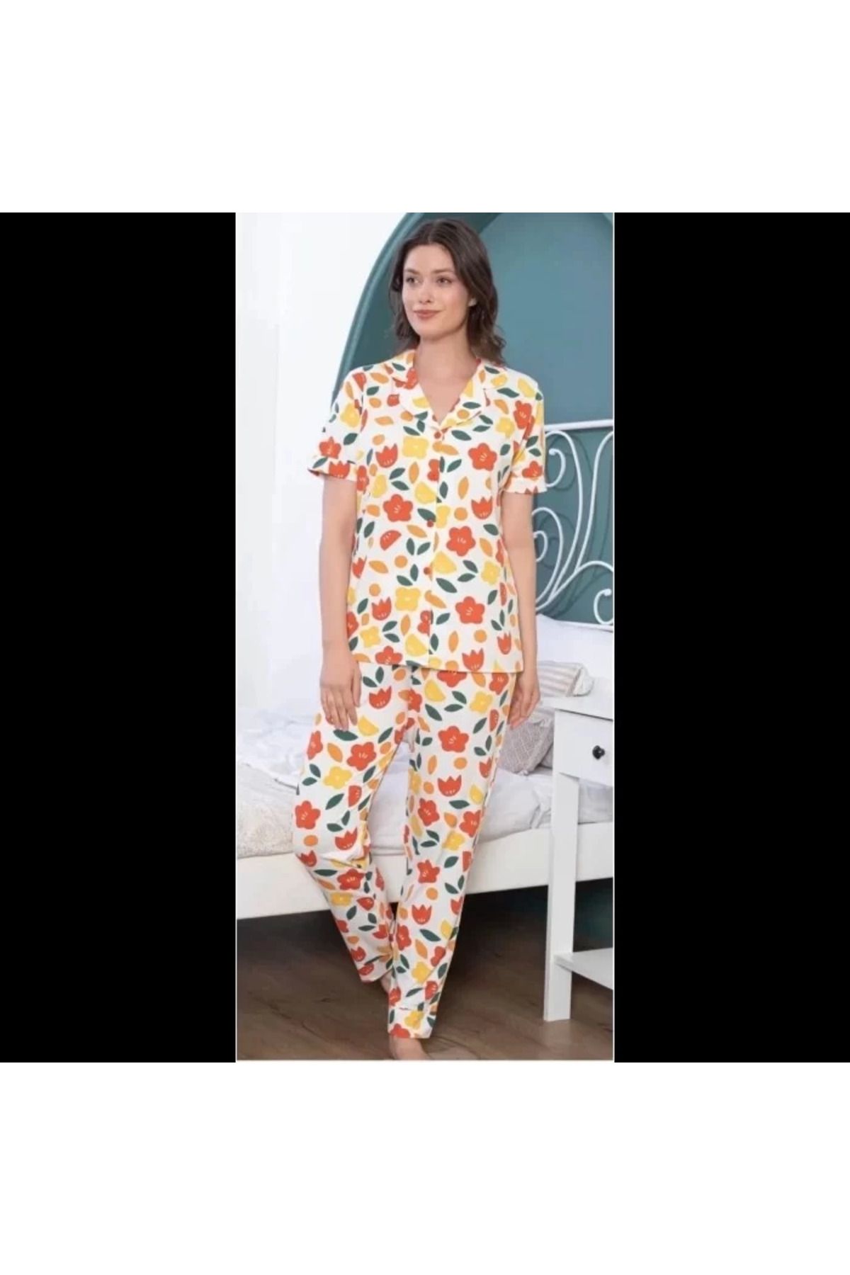 FTT SHOPPING MARKET Freshness 109 Çiçekli Patlı Kısa Kol Pijama Takımı