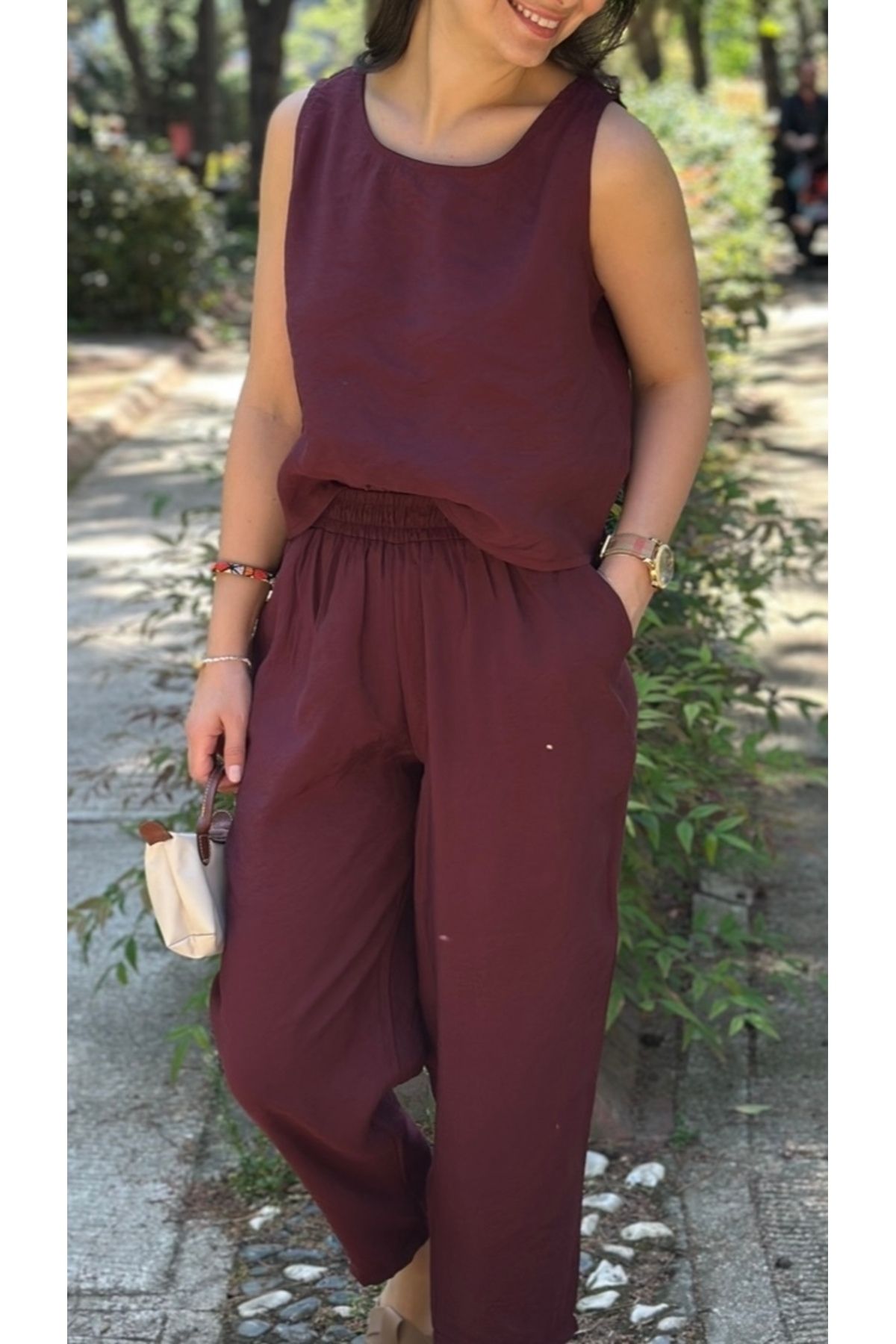 LaSorella Butik KADIN BORDO YAZLIK ALT ÜST TAKIM