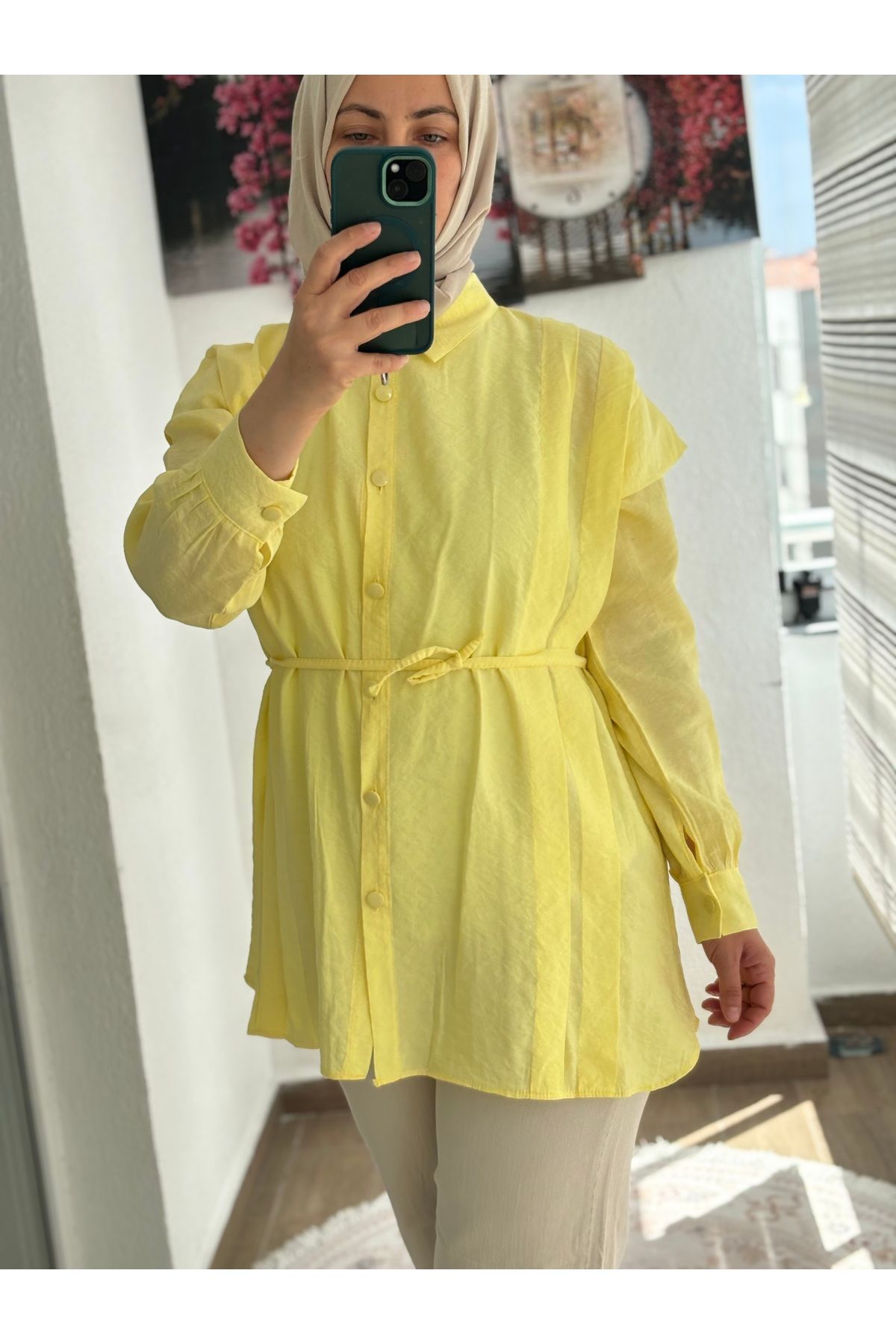 Butik Sarı renk poplin gömlek