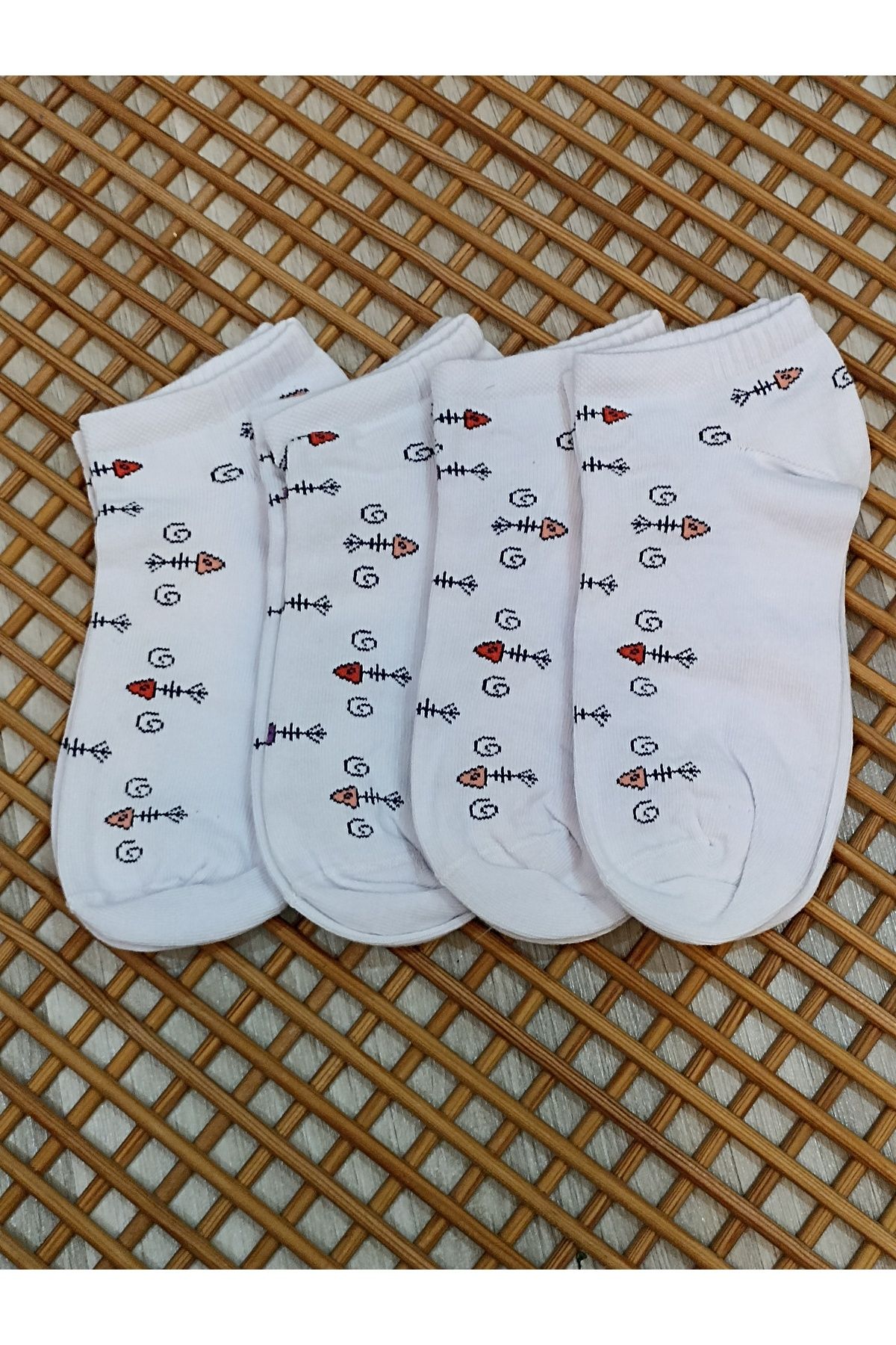 Rocks For Dikişsiz Burun 4 Çift Kadın Desenli Patik Çorap