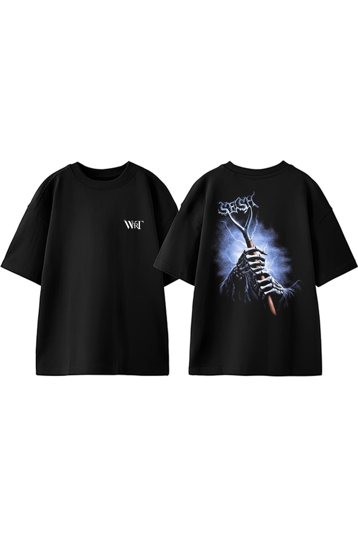THEWERT Teamsesh Tasarım Sırt Baskılı Pamuk Siyah Oversize T-shirt