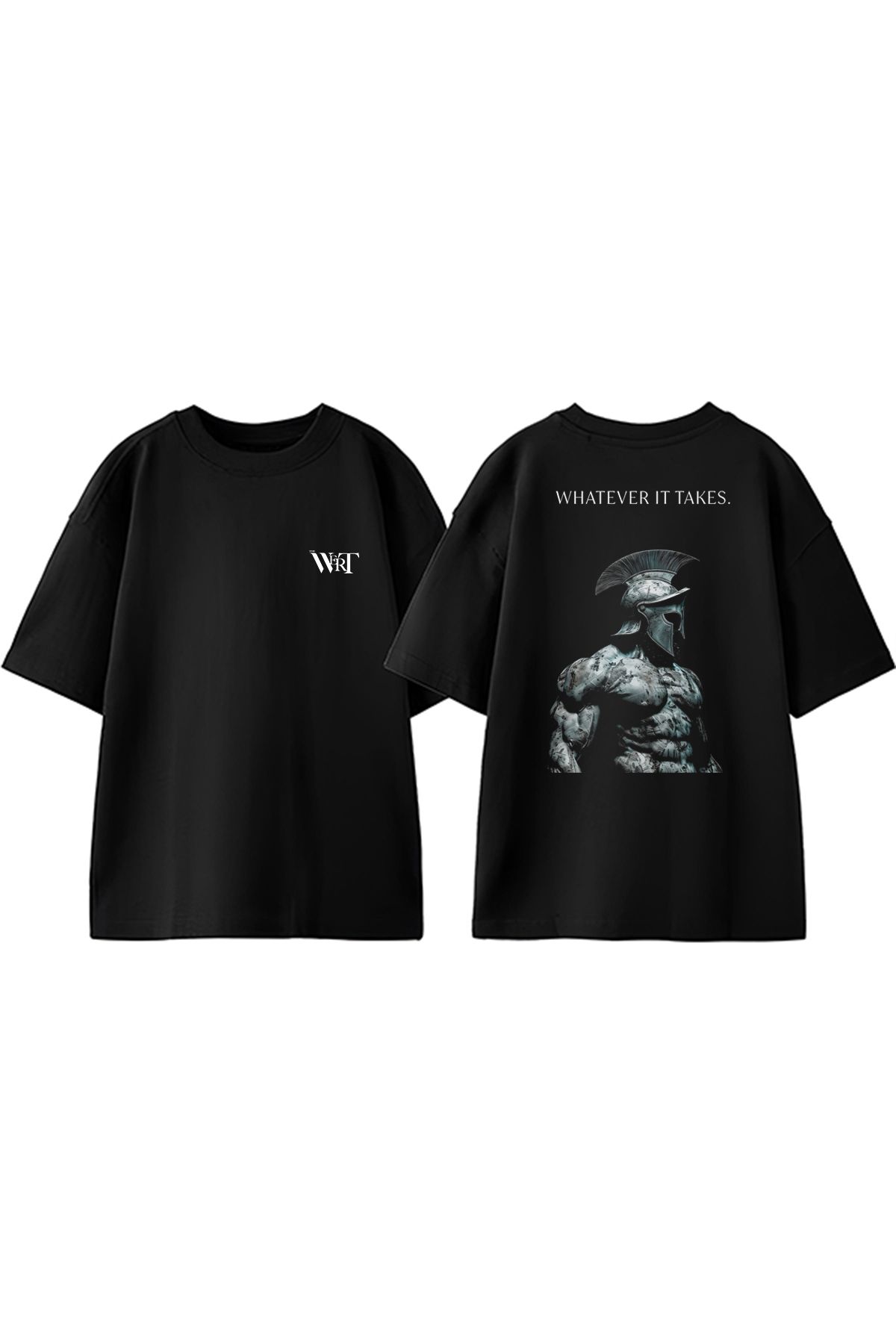 THEWERT Whatever It Takes Tasarım Sırt Baskılı Pamuk Siyah Oversize T-shirt