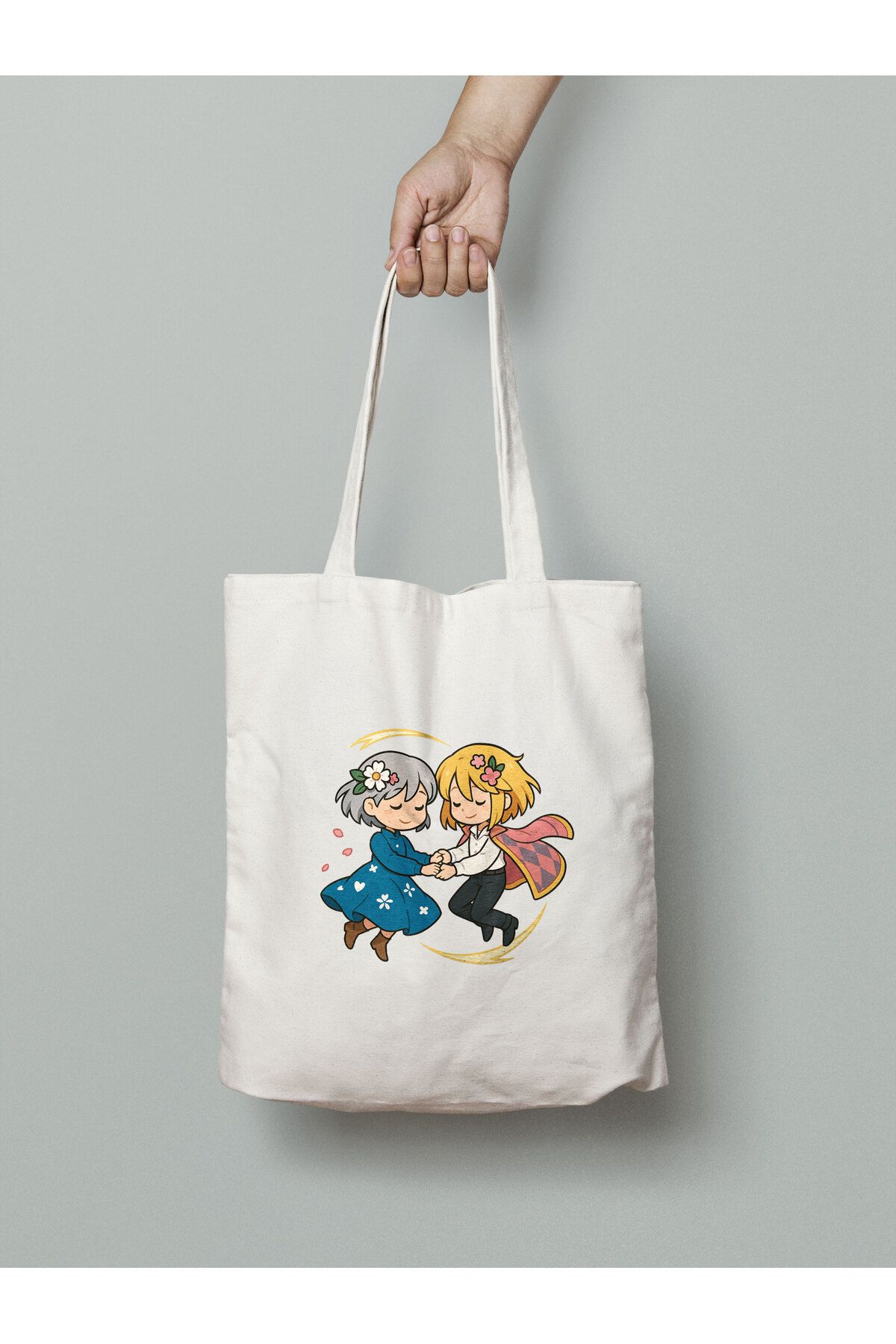 Akumastik Ghibli Yürüyen Şato - Howl x Sophie Anime Bez Çanta 35x40 cm - Tote Bag- Anime Baskılı Çanta