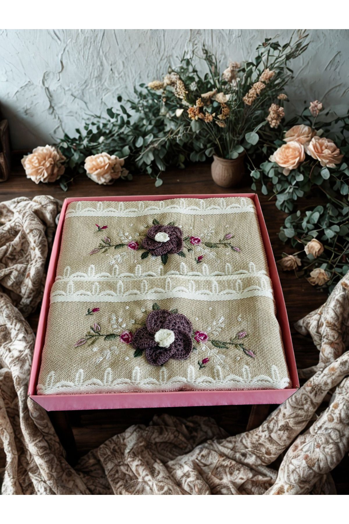 Home Anneler Günü Hediye Kutusu I %100 Pamuk 2'li Mutfak Havlusu I 30x50