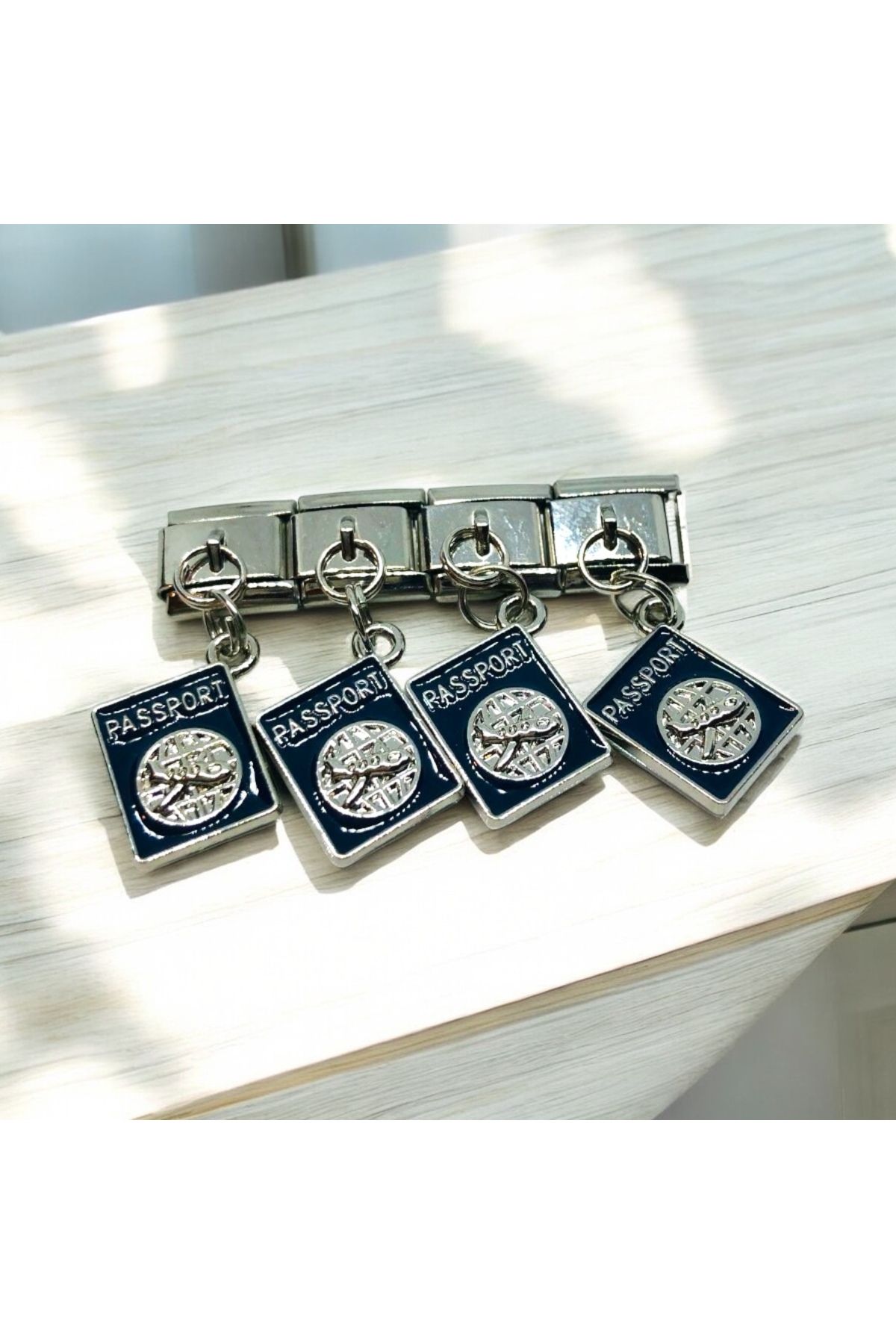 MeSin Store PASAPORT CHARM ÇELİK İTALYAN BİLEKLİK İÇİN CHARM