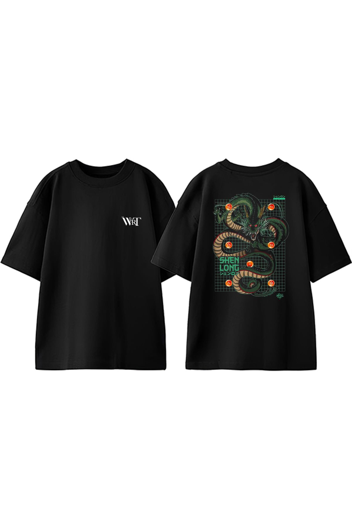 THEWERT Shen Long Tasarım Sırt Baskılı Pamuk Siyah Oversize T-shirt