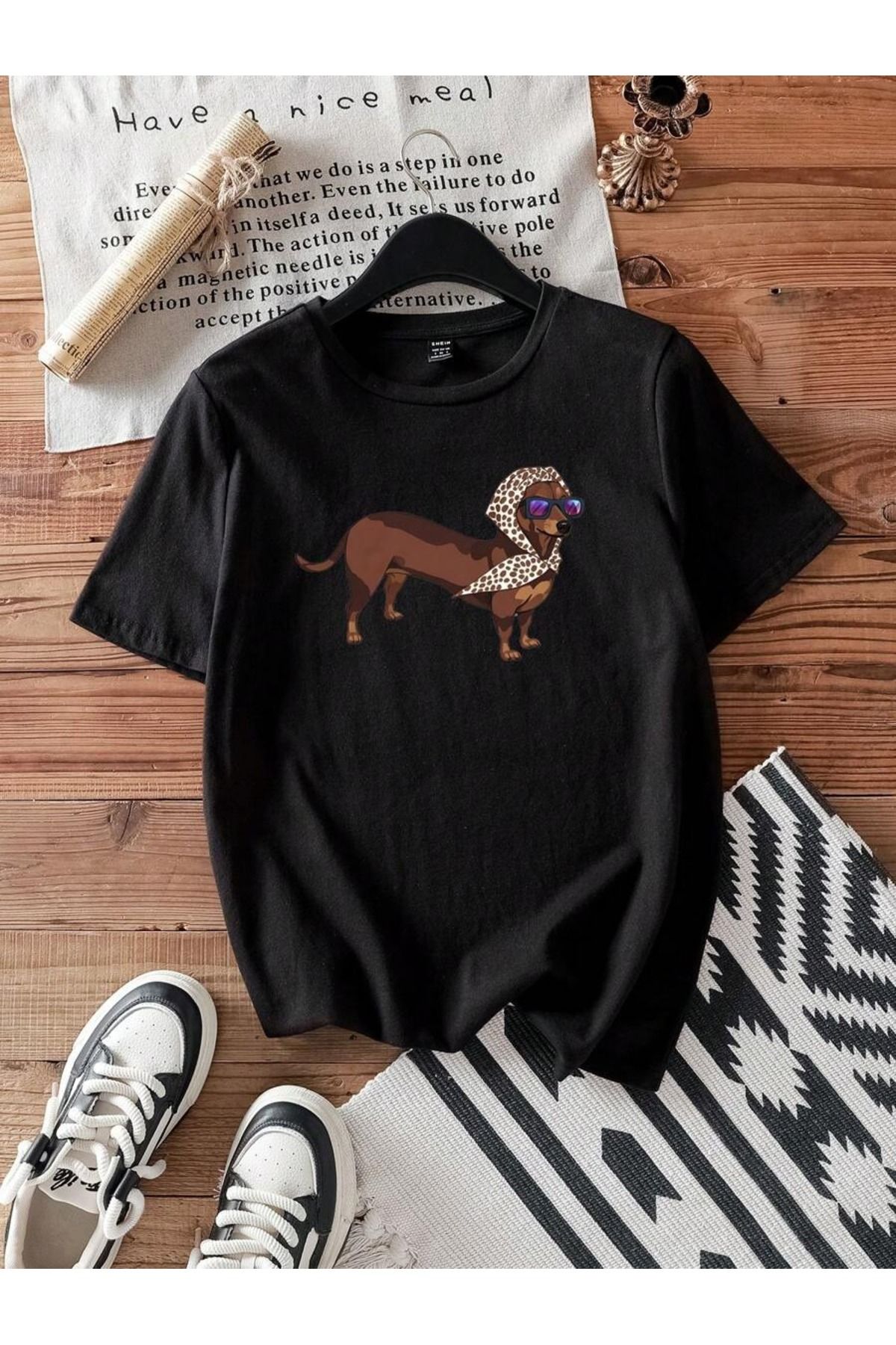 OVER HEAD Kadın Cool Köpek Baskılı Oversize T-shirt