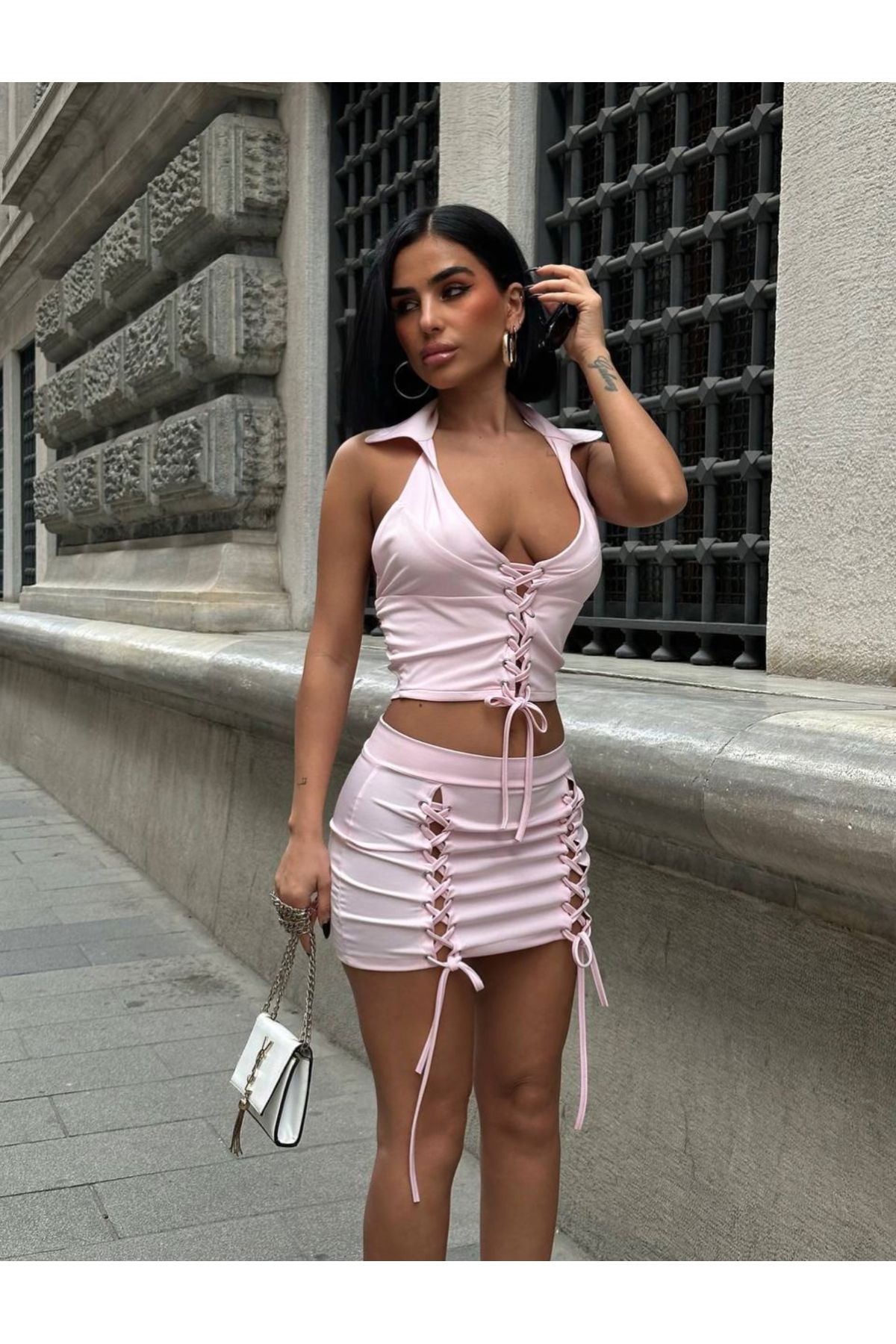 LOI Butik Pembe ikili alt üst takım