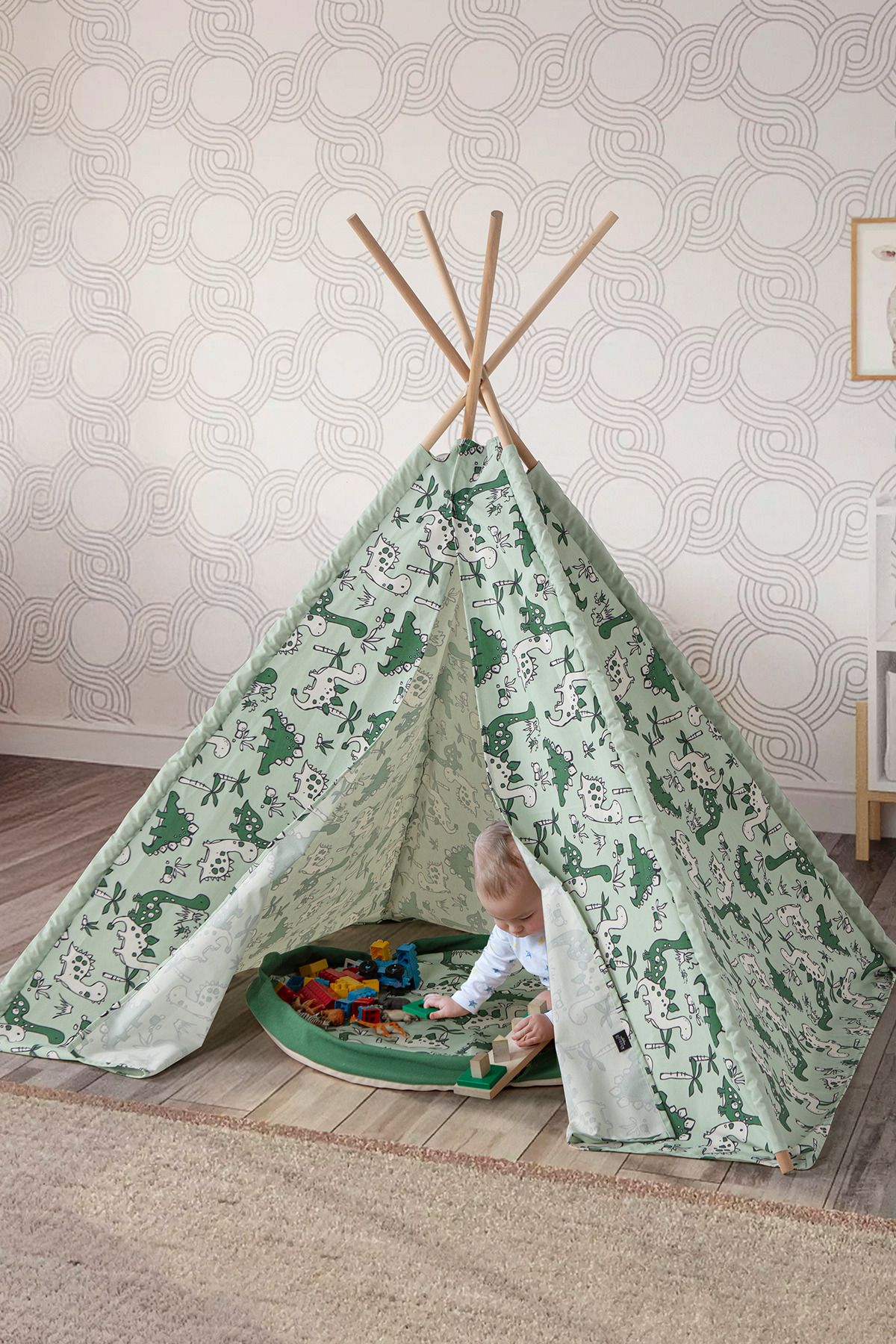 SWITA Kids Çocuk Ahşap Direkli Geniş Oyun Çadırı Oyun Evi 150x150x200 cm
