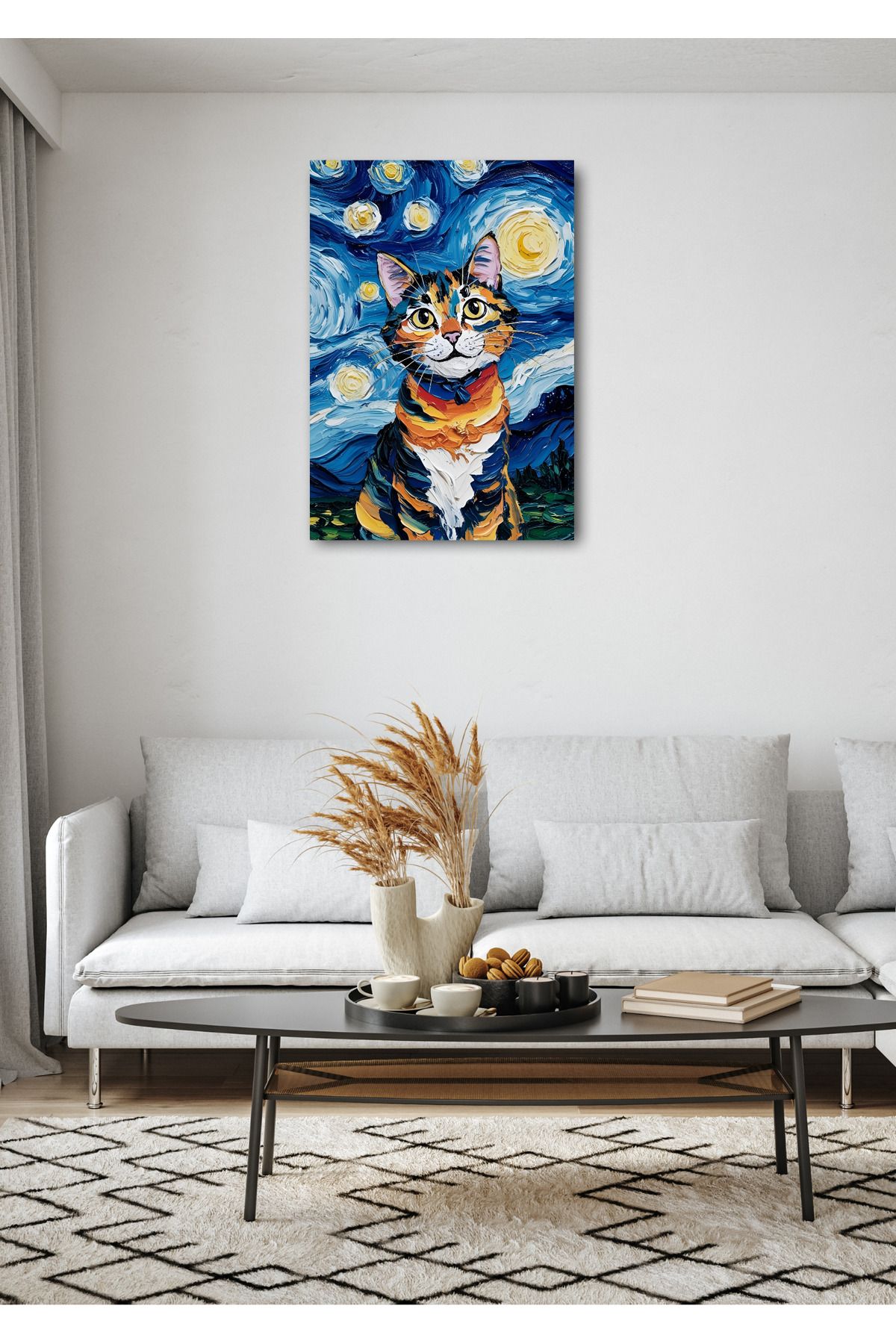 vinnie sanat Çerçevesiz Van Gogh Kedi Tablosu