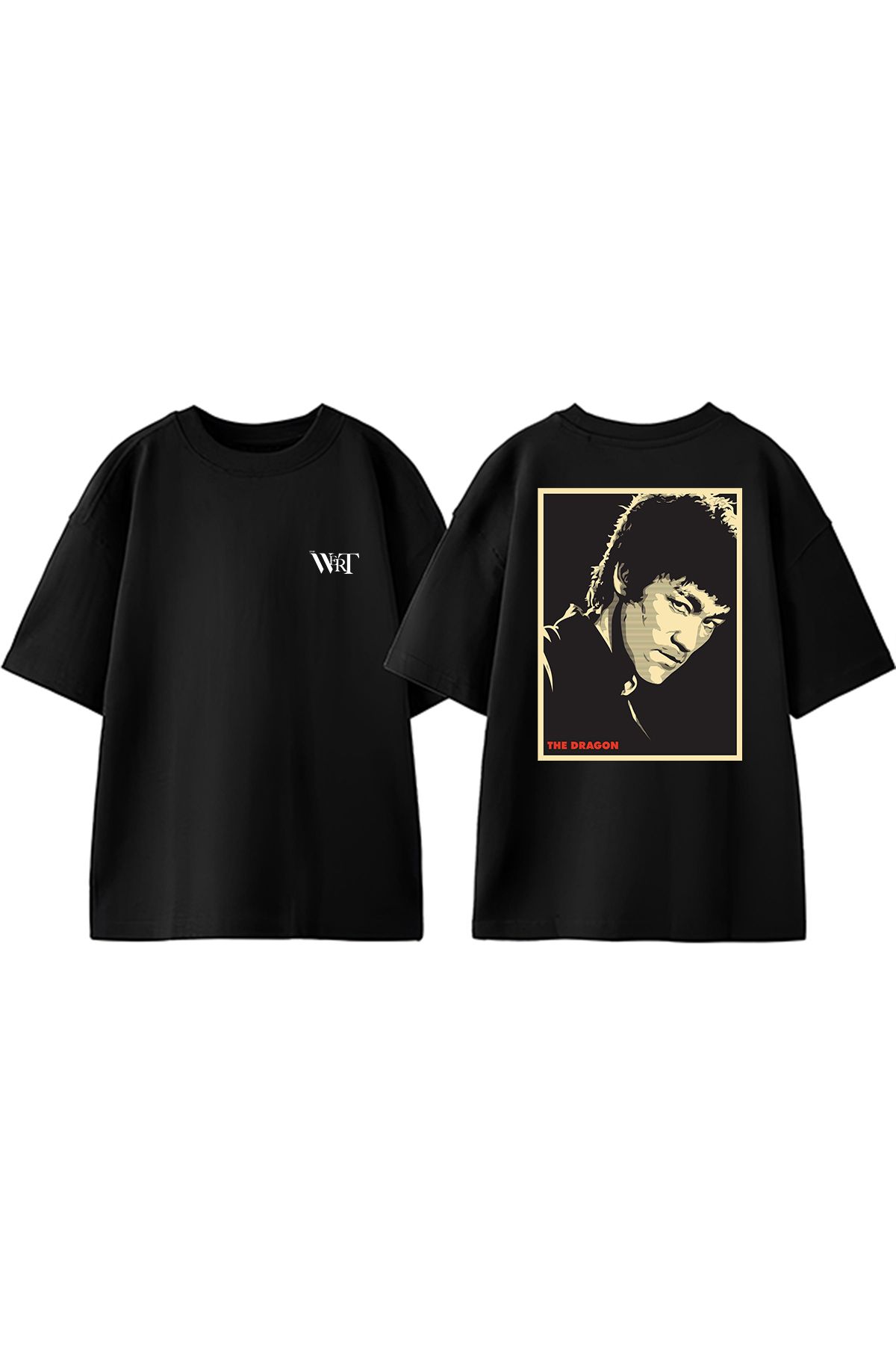 THEWERT The Dragon Tasarım Sırt Baskılı Pamuk Siyah Oversize T-shirt