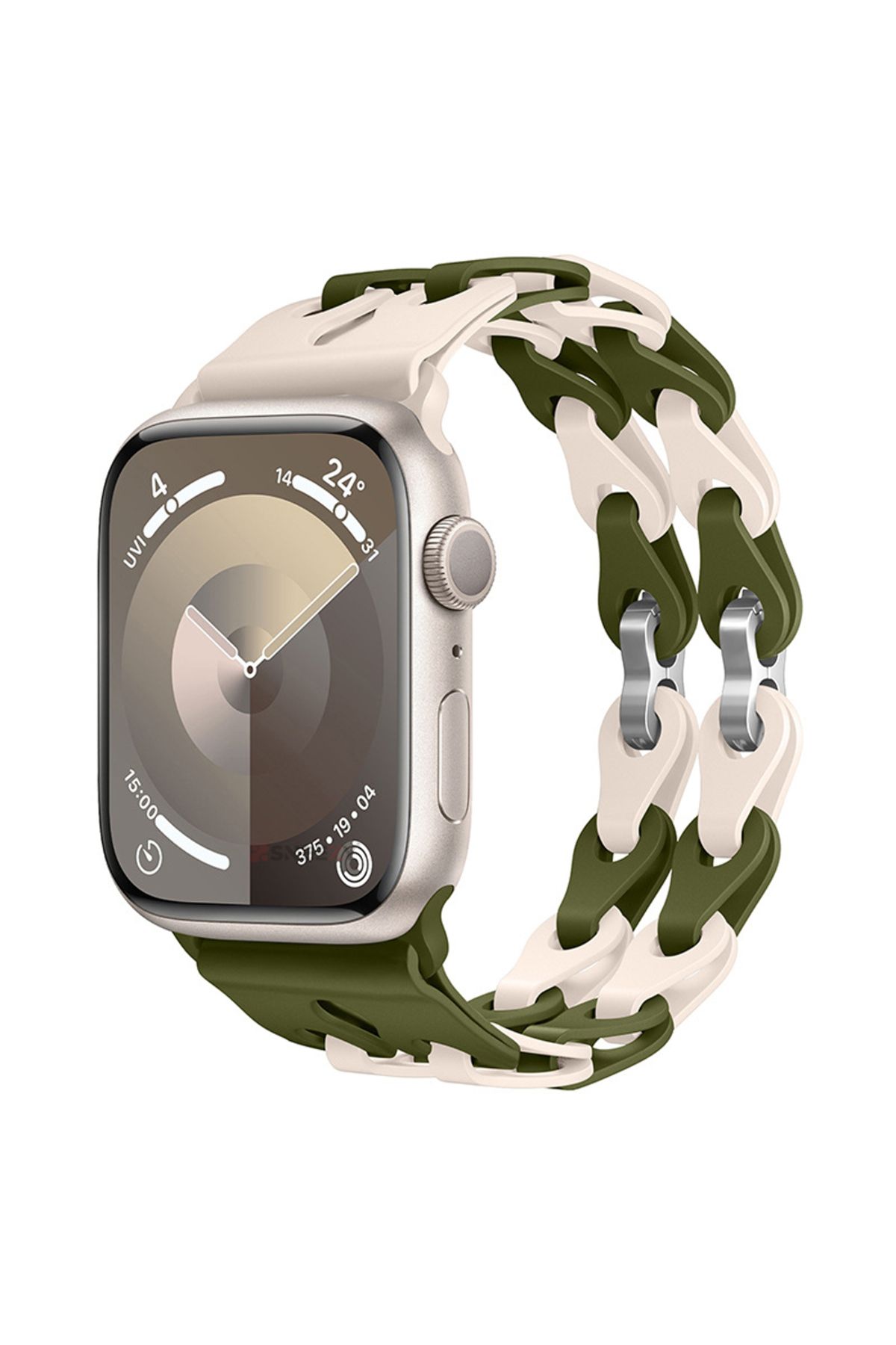 Sneezy Apple Watch Uyumlu 44 45 46mm Zincir Desenli Yumuşak Silikon Solo Kordon Seri 2 3 4 5 6 Se 7 8 9 10