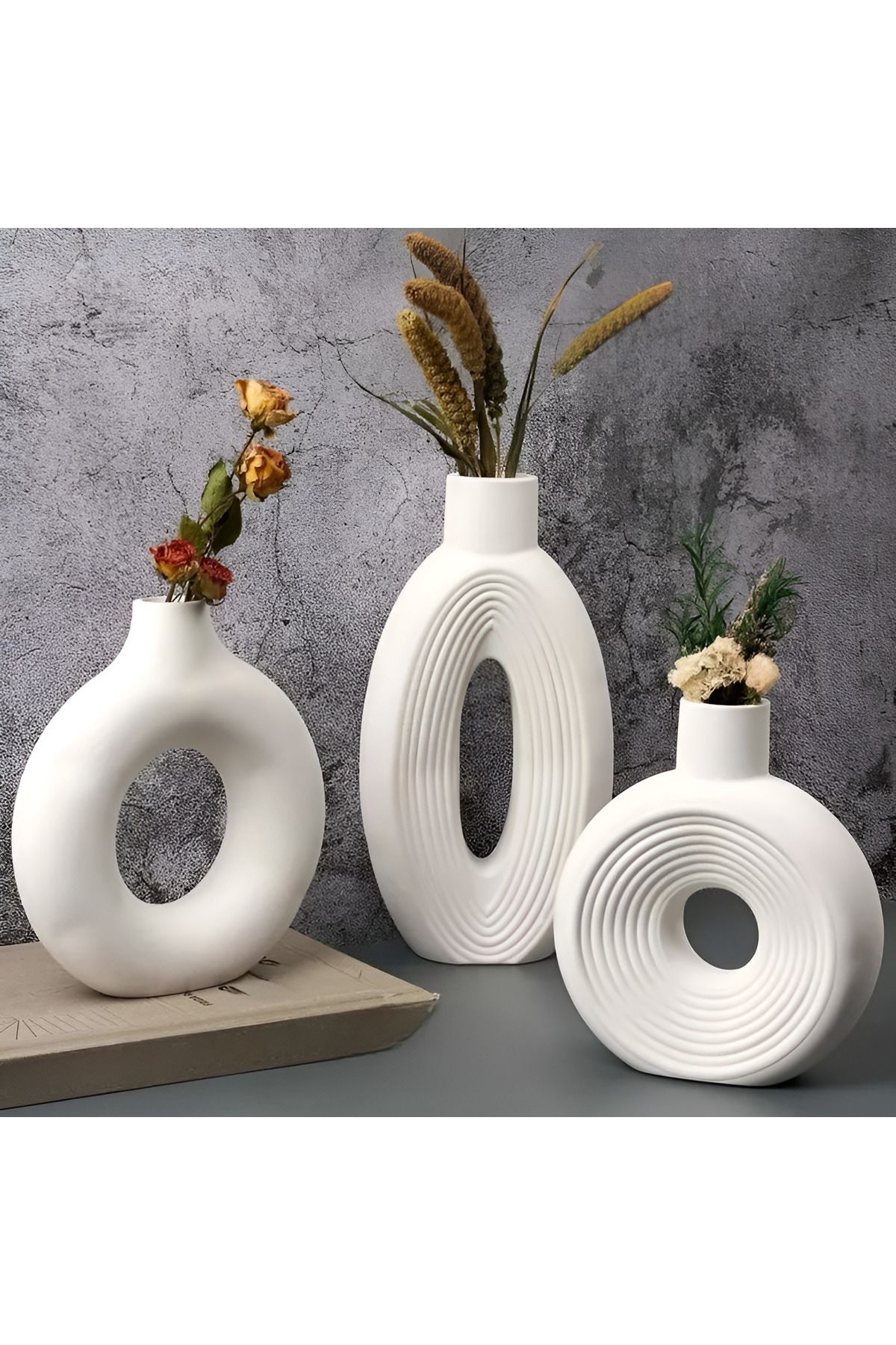 Elan Design Dekoratif Minimalist 3’lü Vazo Seti