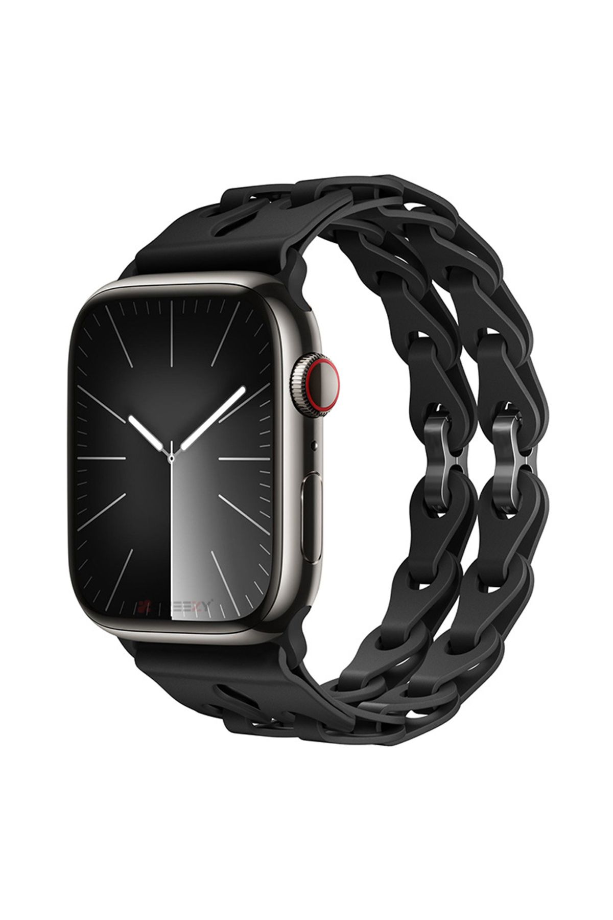 Sneezy Apple Watch Ultra 1 ve 2 Uyumlu 49mm Zincir Desenli Yumuşak Silikon Solo Kordon