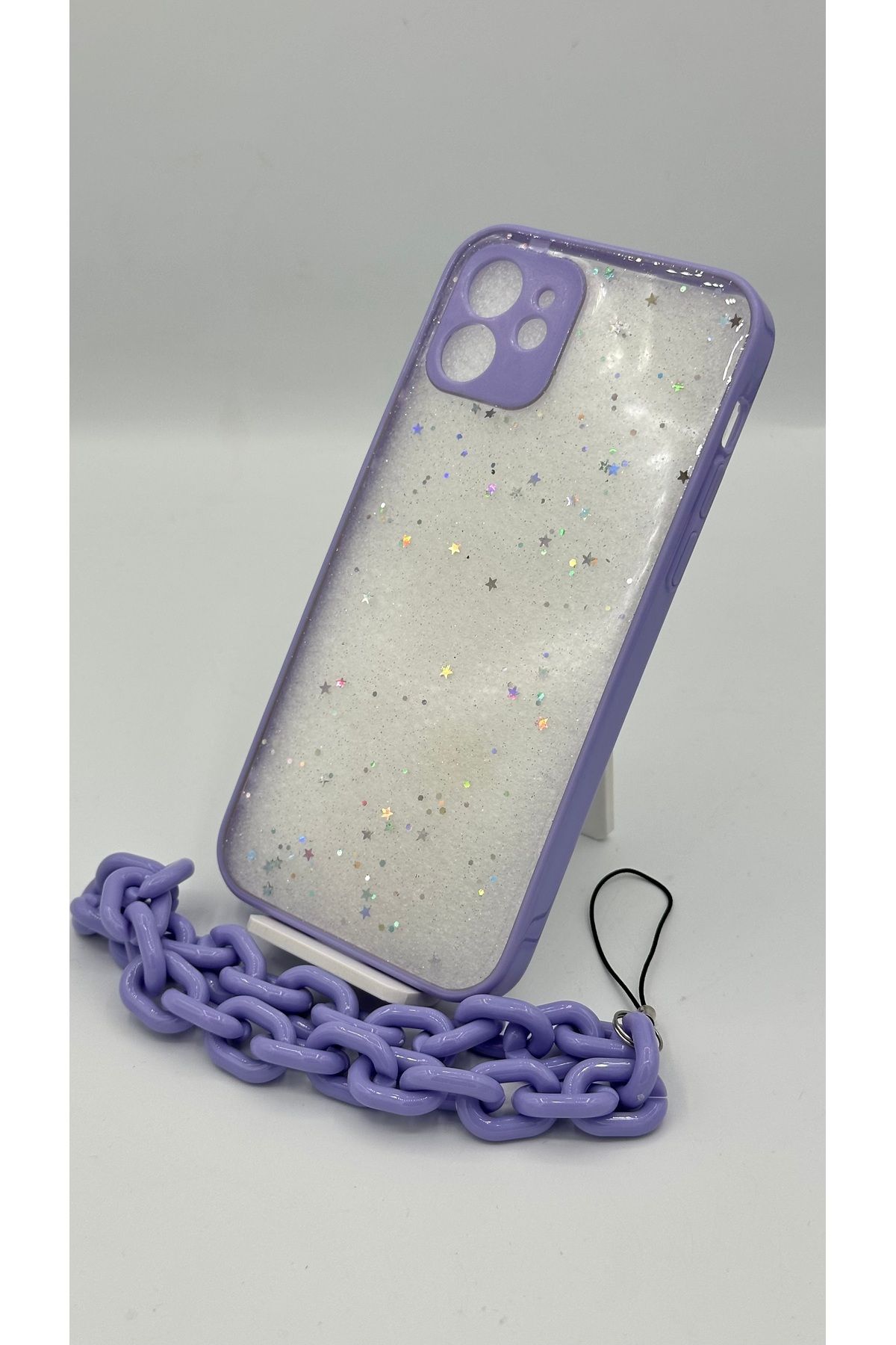 Genç 2 Teknoloji iPhone 12 ŞEFFAF SİMLİ RENKLİ ZİNCİR BİLEK ASKI HEDİYELİ KILIF