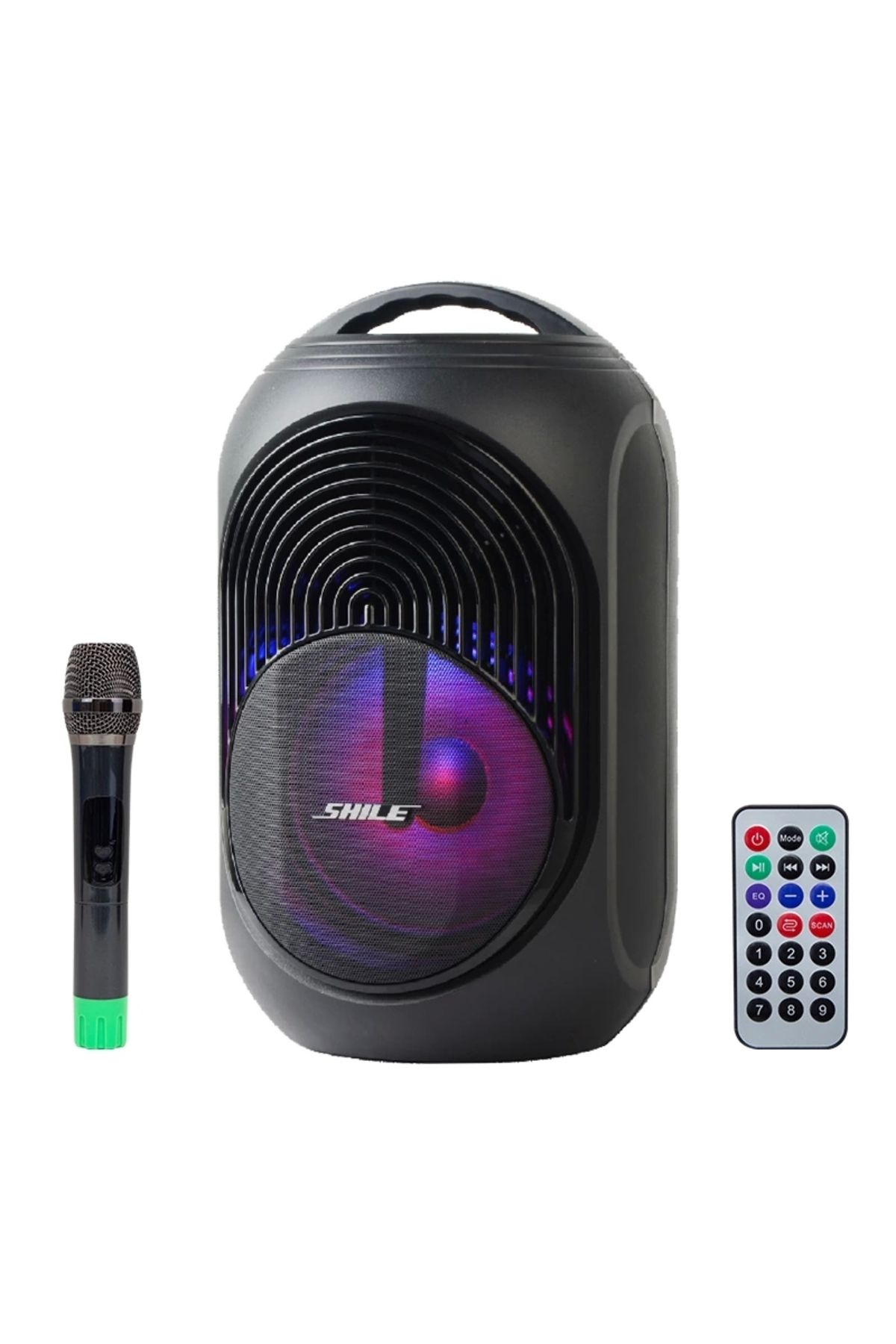 feminight Shile Sl-2018a El Mikrofonlu-2 Mik Giriş-2 Gitar Girişli-kumandalı Usb+sd+bt Işıklı Şarjlı Seyyar An