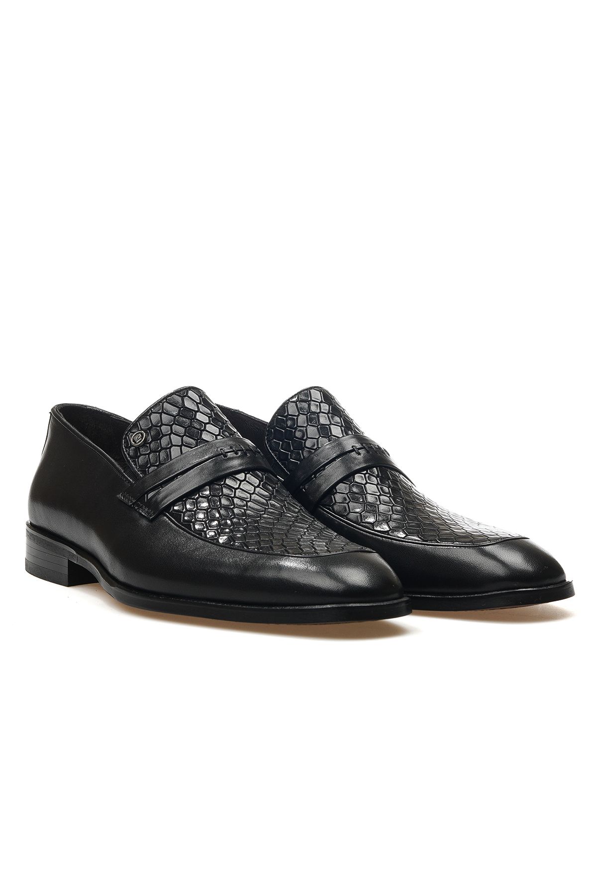 کفش های کلاسیک مردانه با چرم واقعی الگوی 25Y 11922750 M سیاه Pierre Cardin